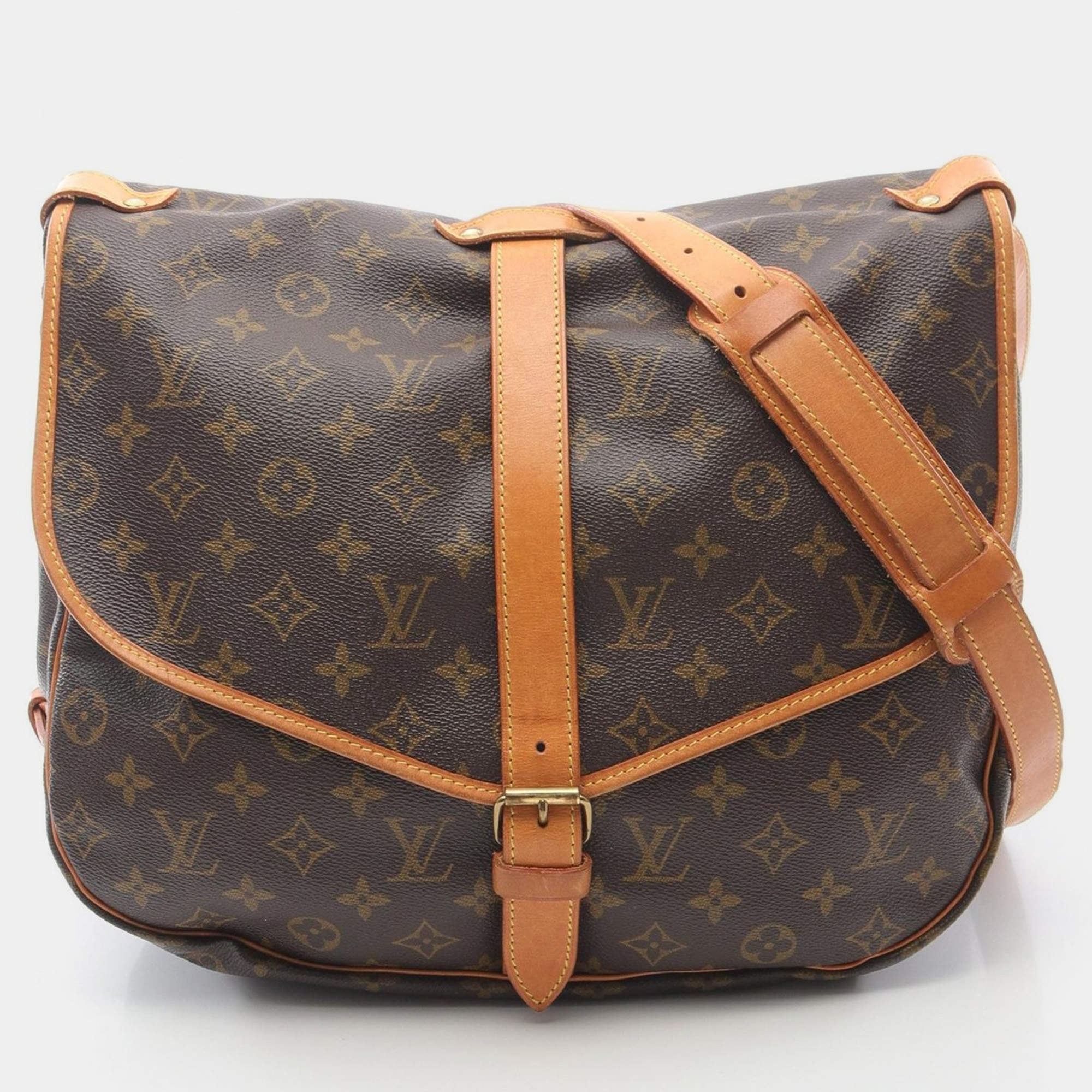 Pre Owned Louis Vuitton Saumur 35 Brown Monogram Canvas Crossbody Bag