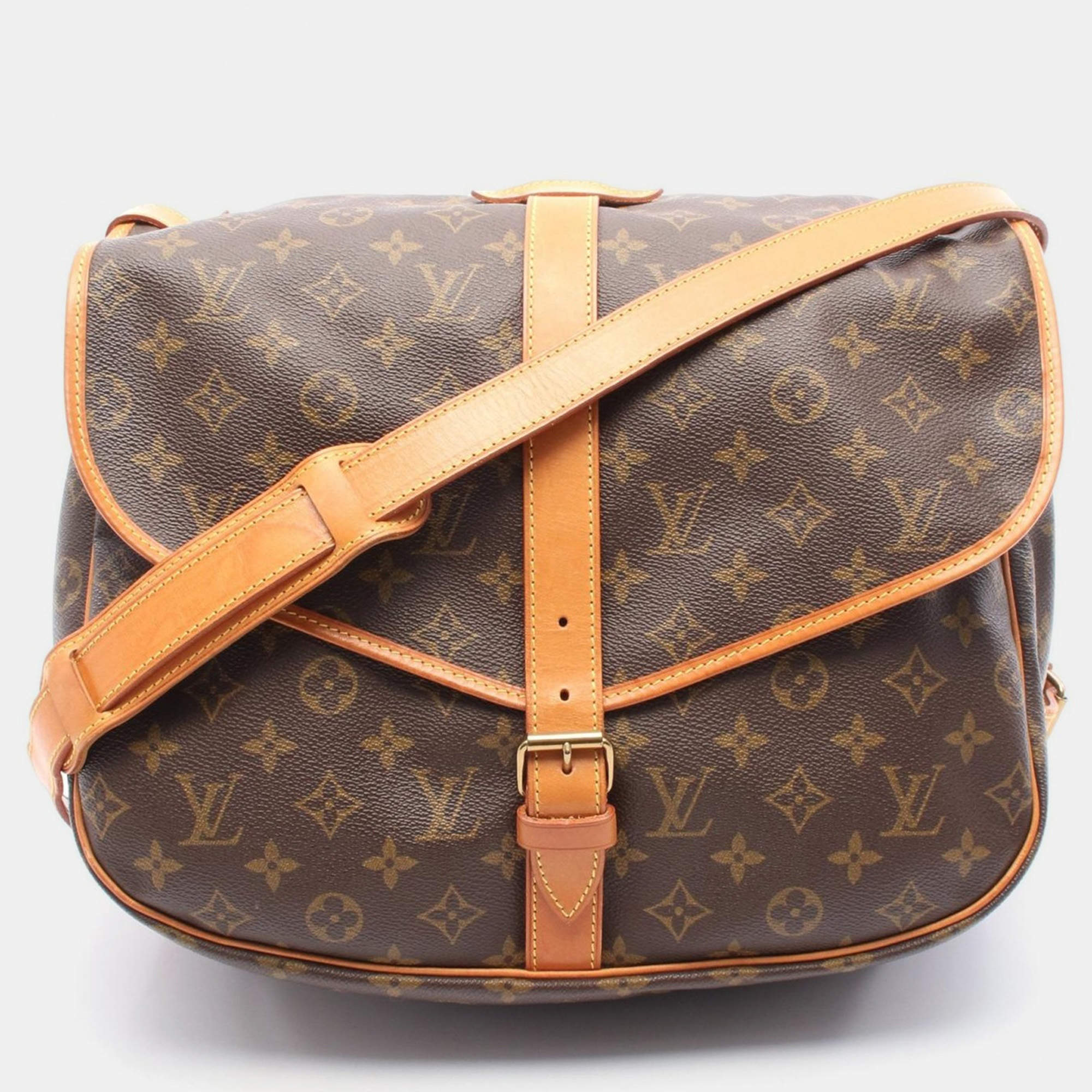 Pre Owned Louis Vuitton Saumur 35 Brown Monogram Canvas Crossbody Bag