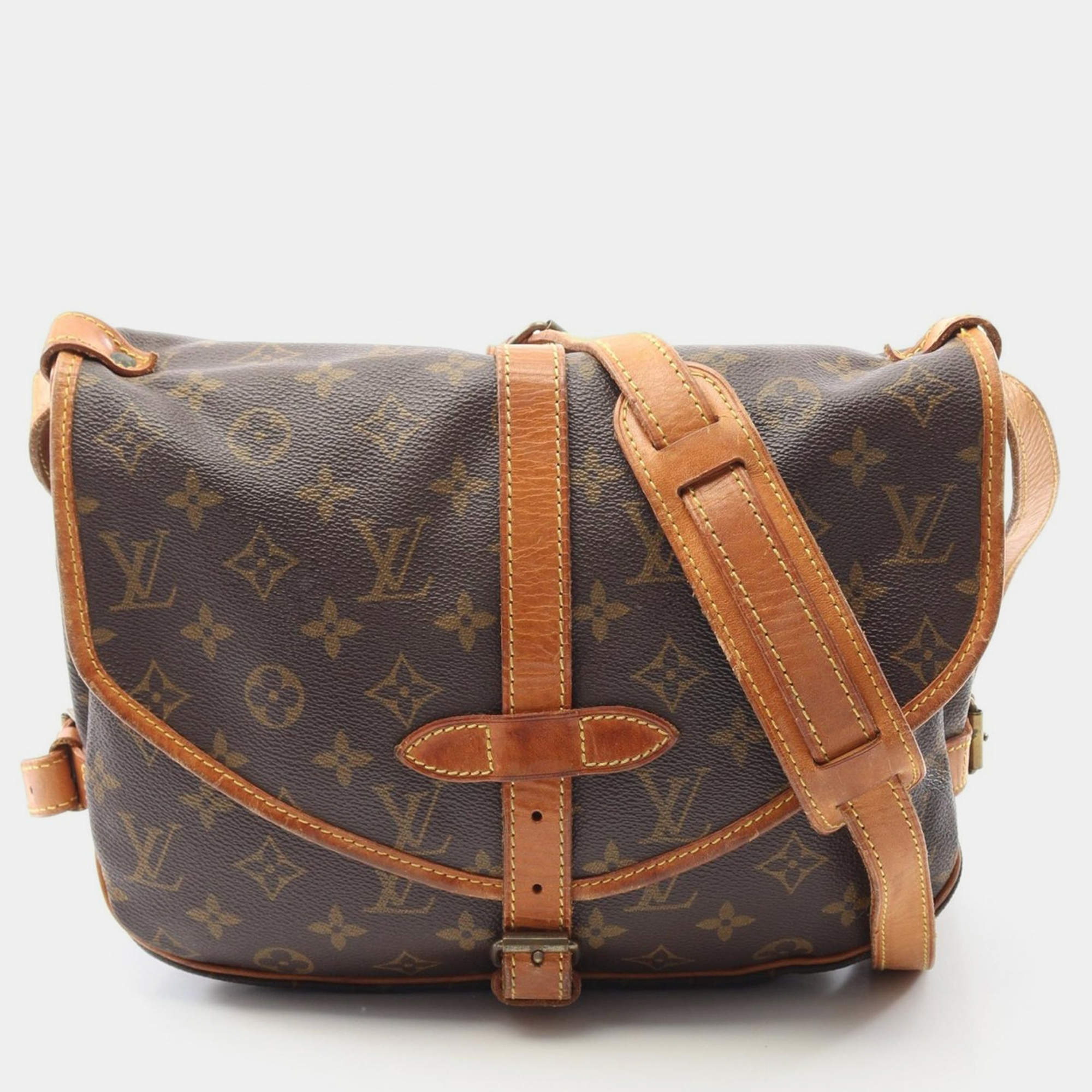Pre Owned Louis Vuitton Saumur 30 Brown Monogram Canvas Crossbody Bag