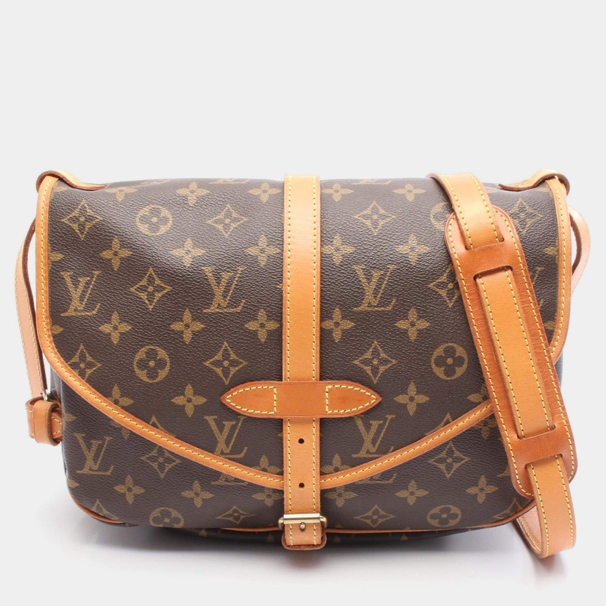 Pre Owned Louis Vuitton Saumur 30 Brown Monogram Canvas Crossbody Bag