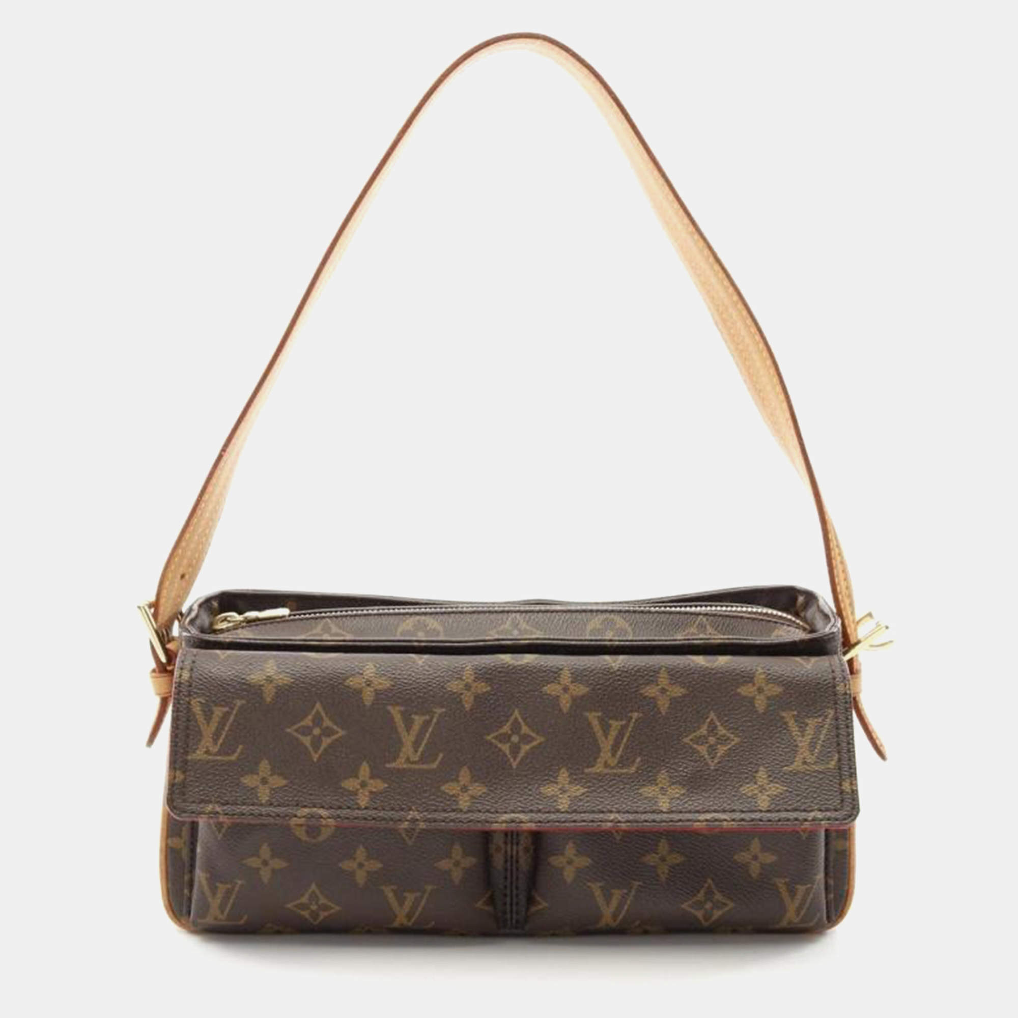 Pre Owned Louis Vuitton Vivacite MM Brown Monogram Canvas Shoulder Bag