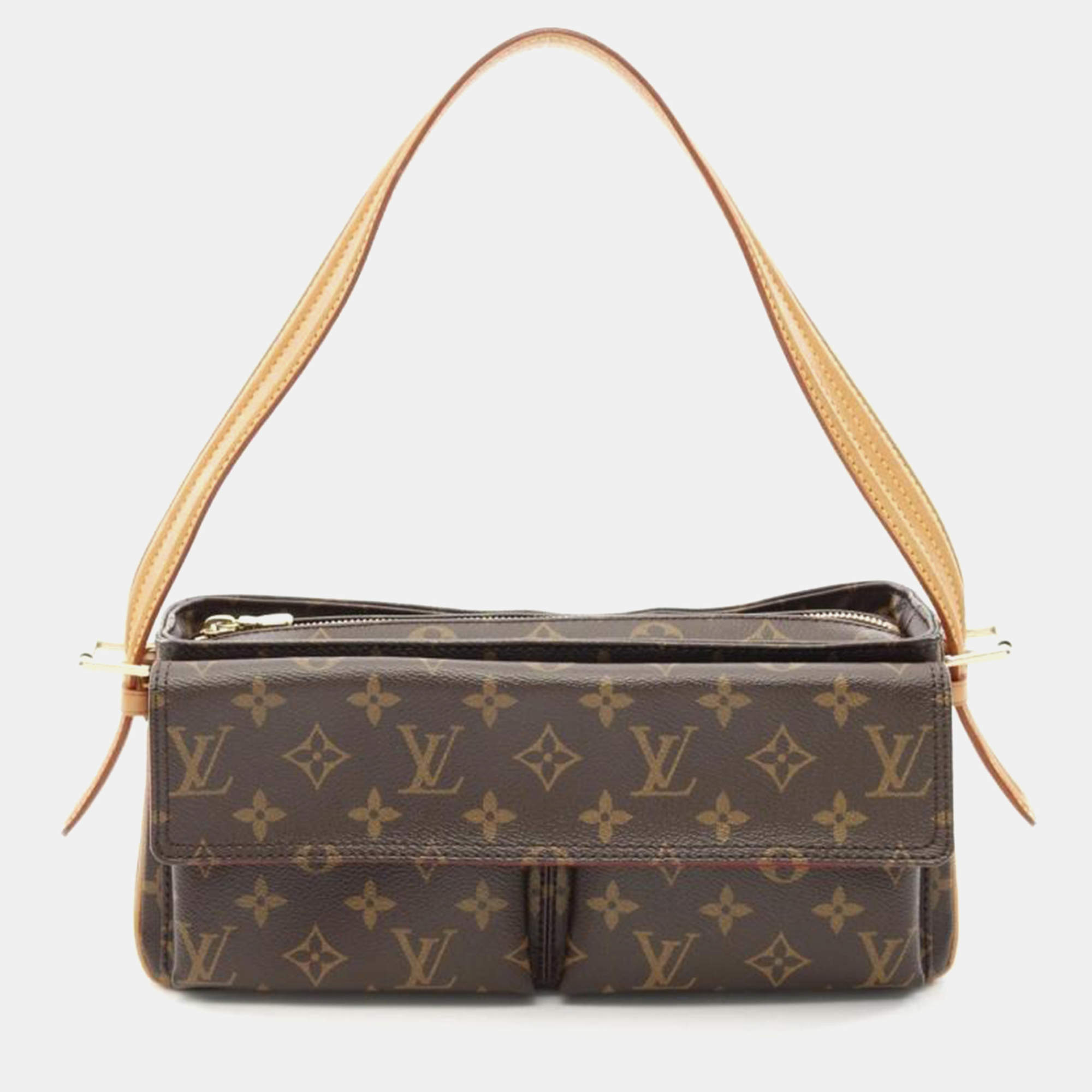 Pre Owned Louis Vuitton Vivacite MM Brown Monogram Canvas Shoulder Bag
