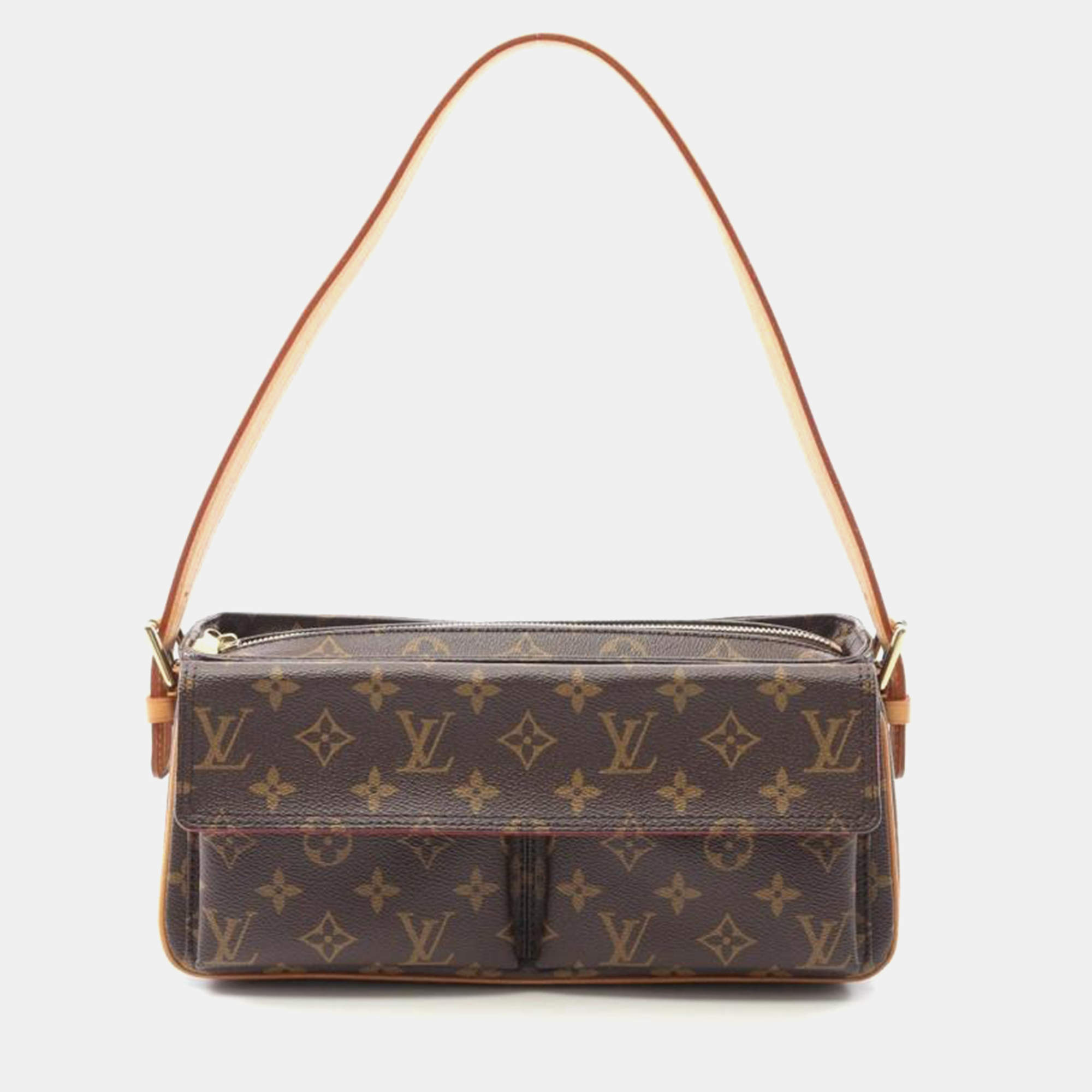 Pre Owned Louis Vuitton Vivacite MM Brown Monogram Canvas Shoulder Bag