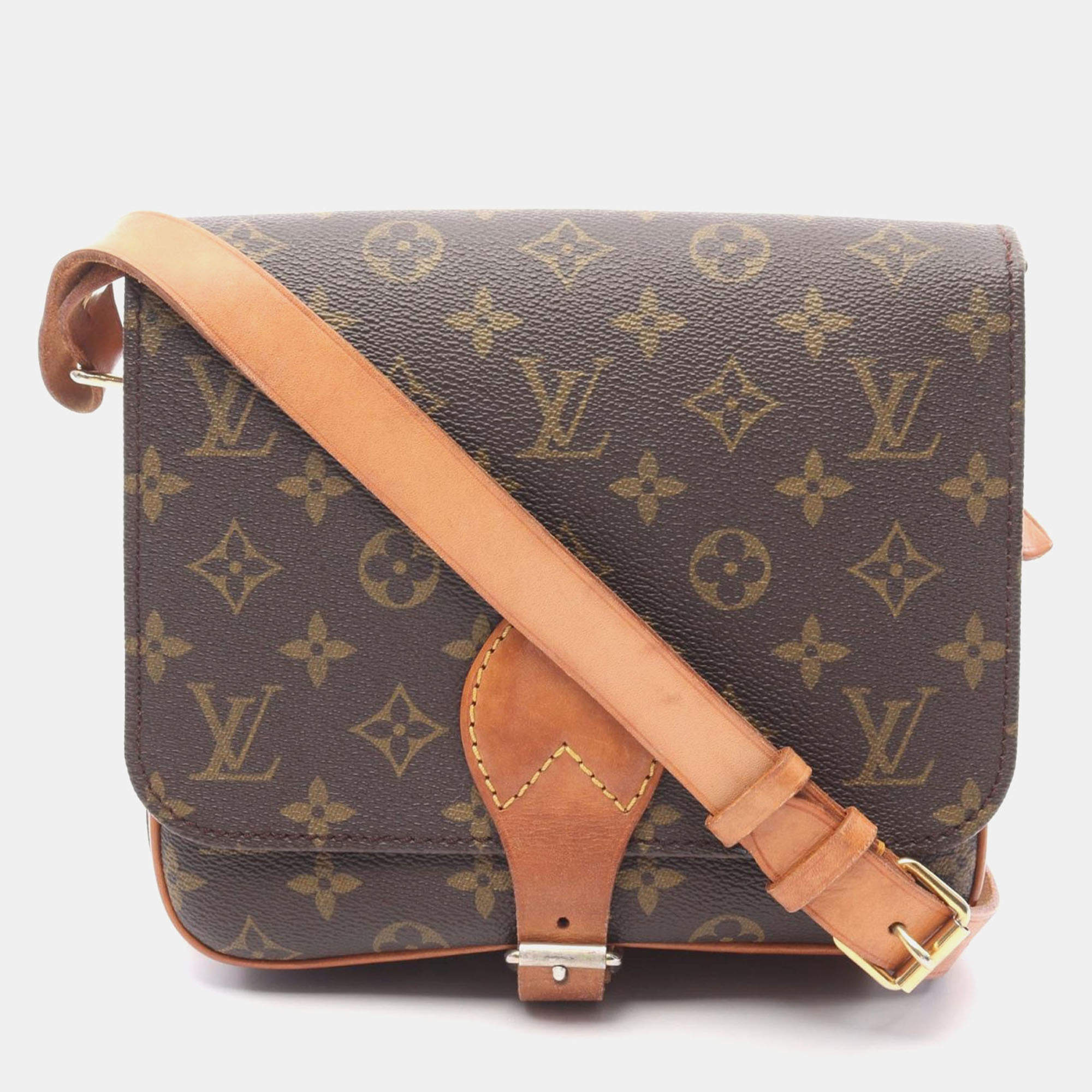 Pre Owned Louis Vuitton Cartouchiere MM Monogram Leather Crossbody Shoulder Bag