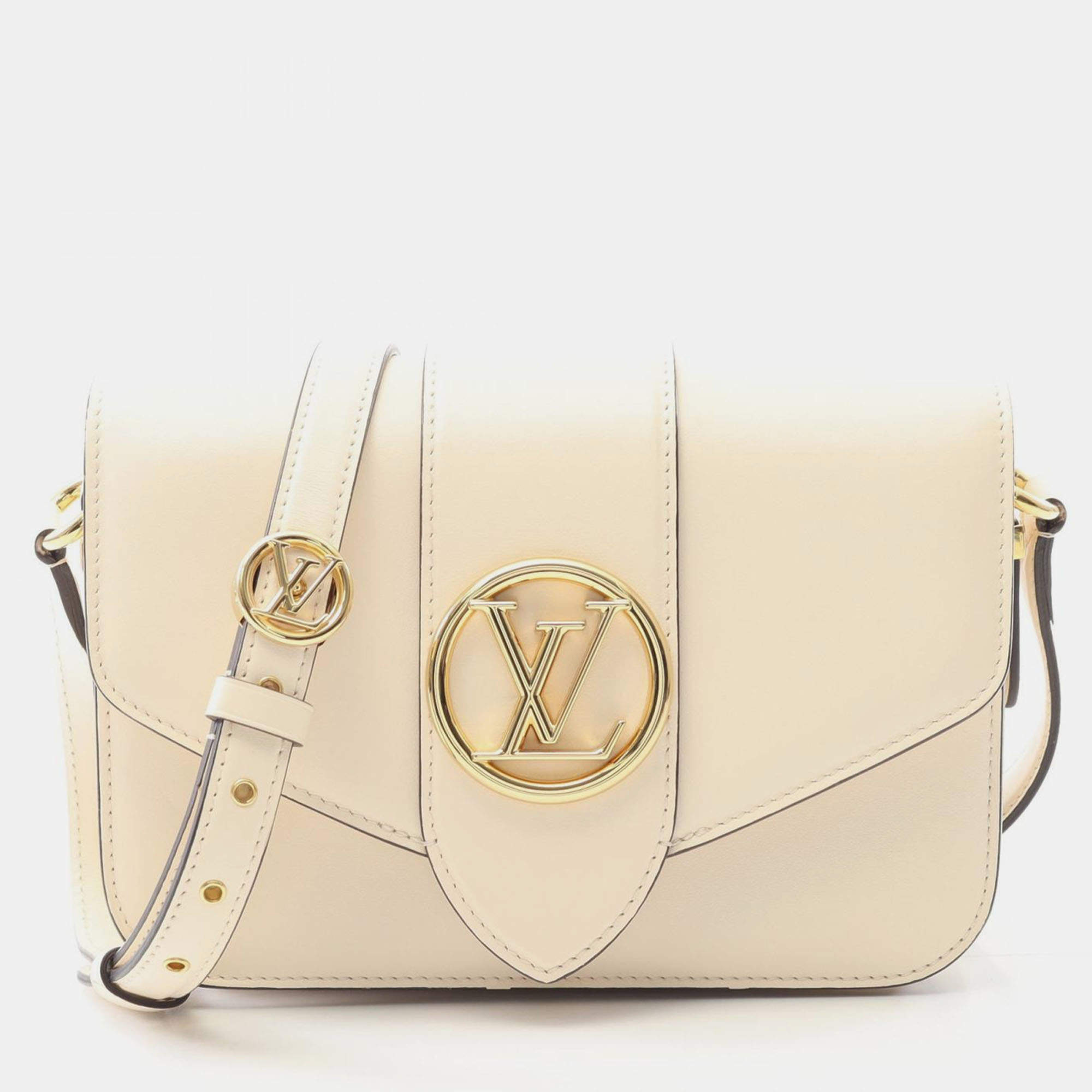 Pre Owned Louis Vuitton LV Pont Neuf Beige Calfskin Crossbody Shoulder Bag