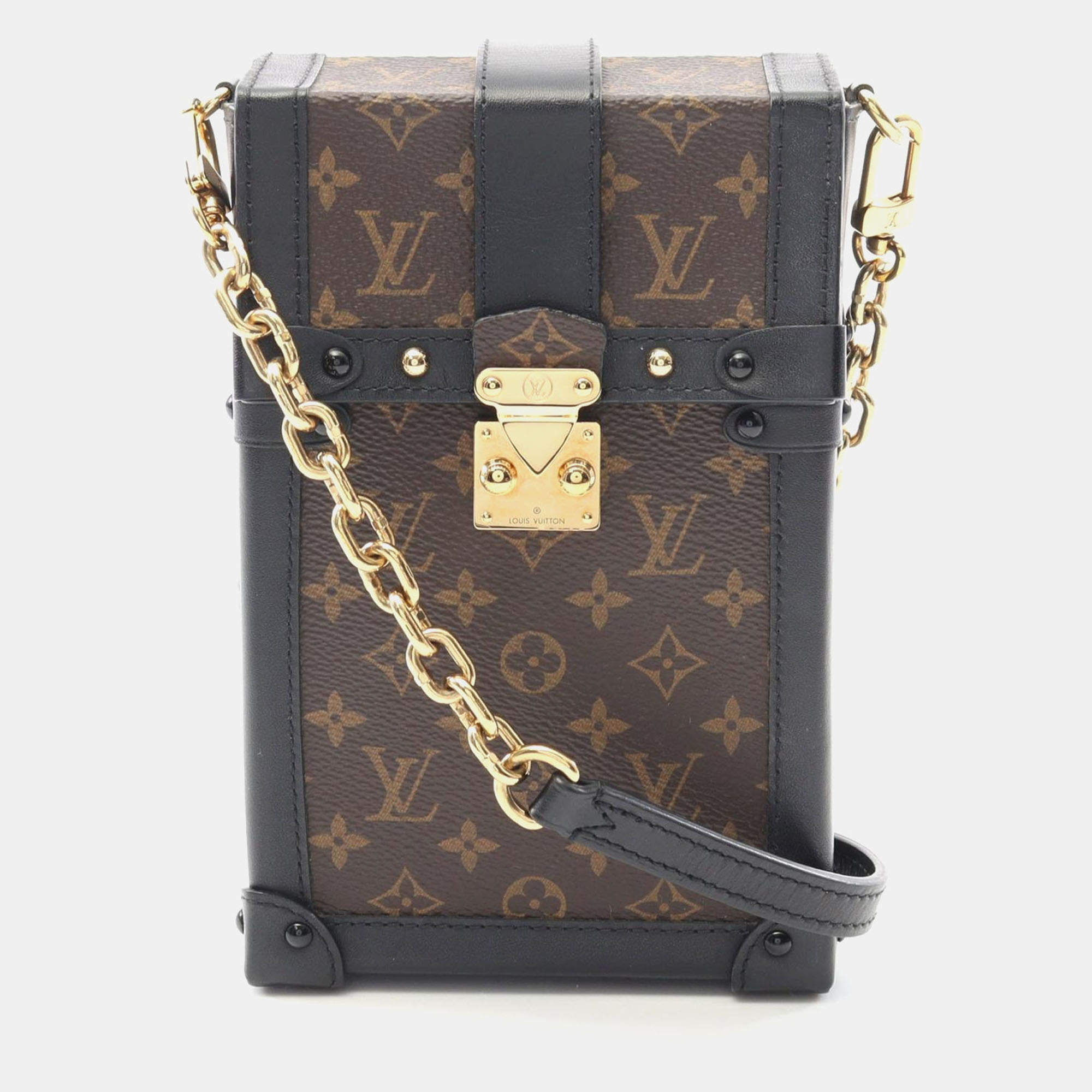 Louis Vuitton Pochette Trunk Vertical Brown Monogram Canvas Crossbody Bag