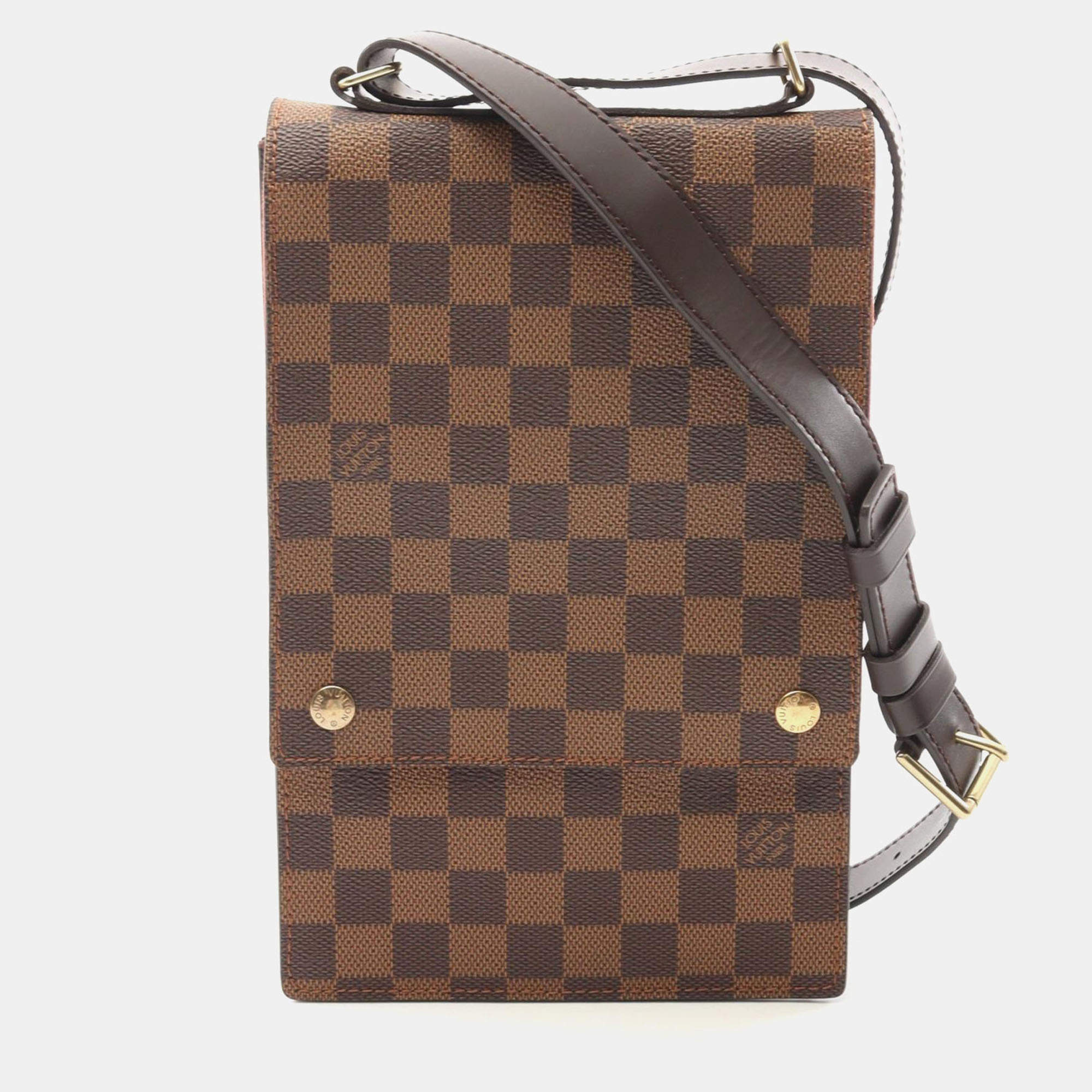 Pre Owned Louis Vuitton Portobello Damier Ebene Leather Shoulder Bag