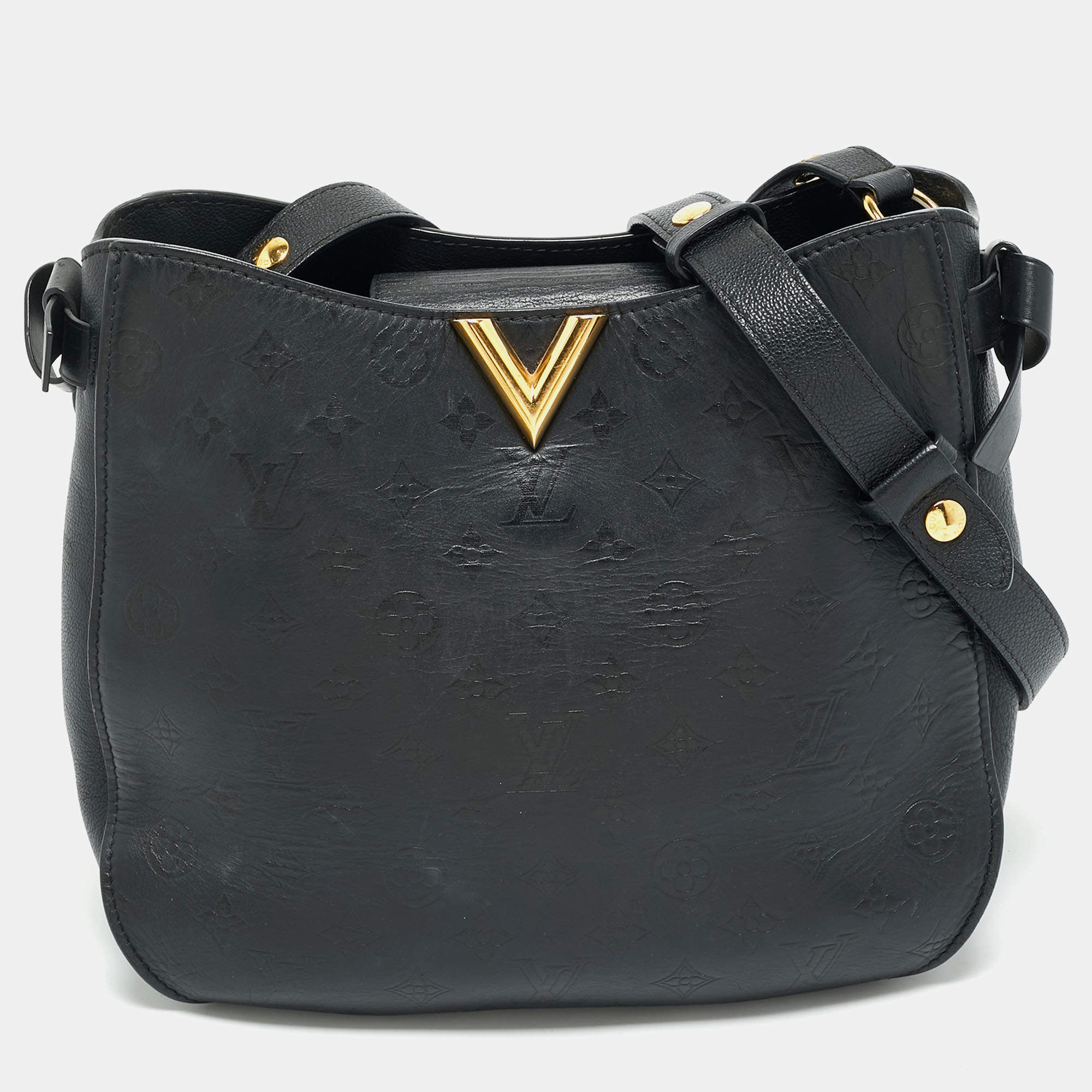 Pre Owned Louis Vuitton Black Monogram Leather Very Hobo Bag