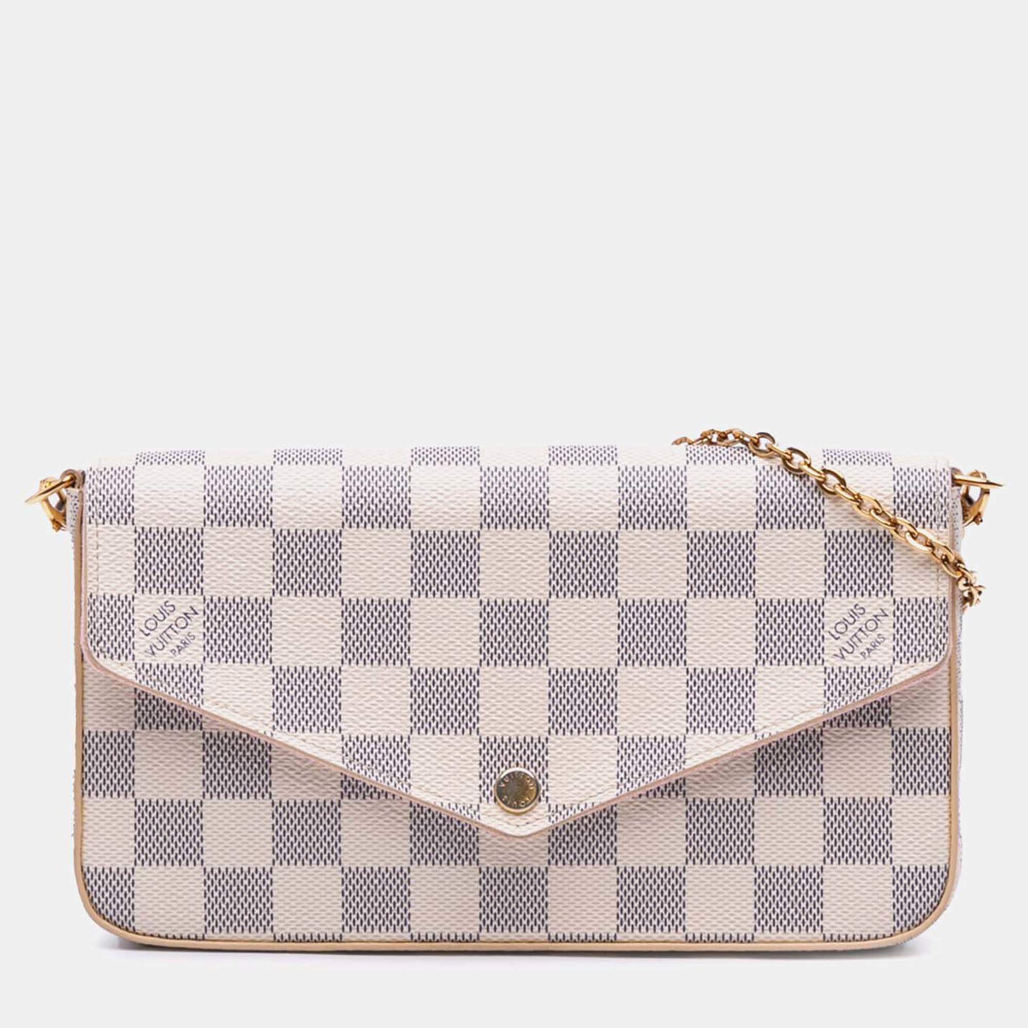 Pre Owned Louis Vuitton White Damier Azur Pochette Felicie