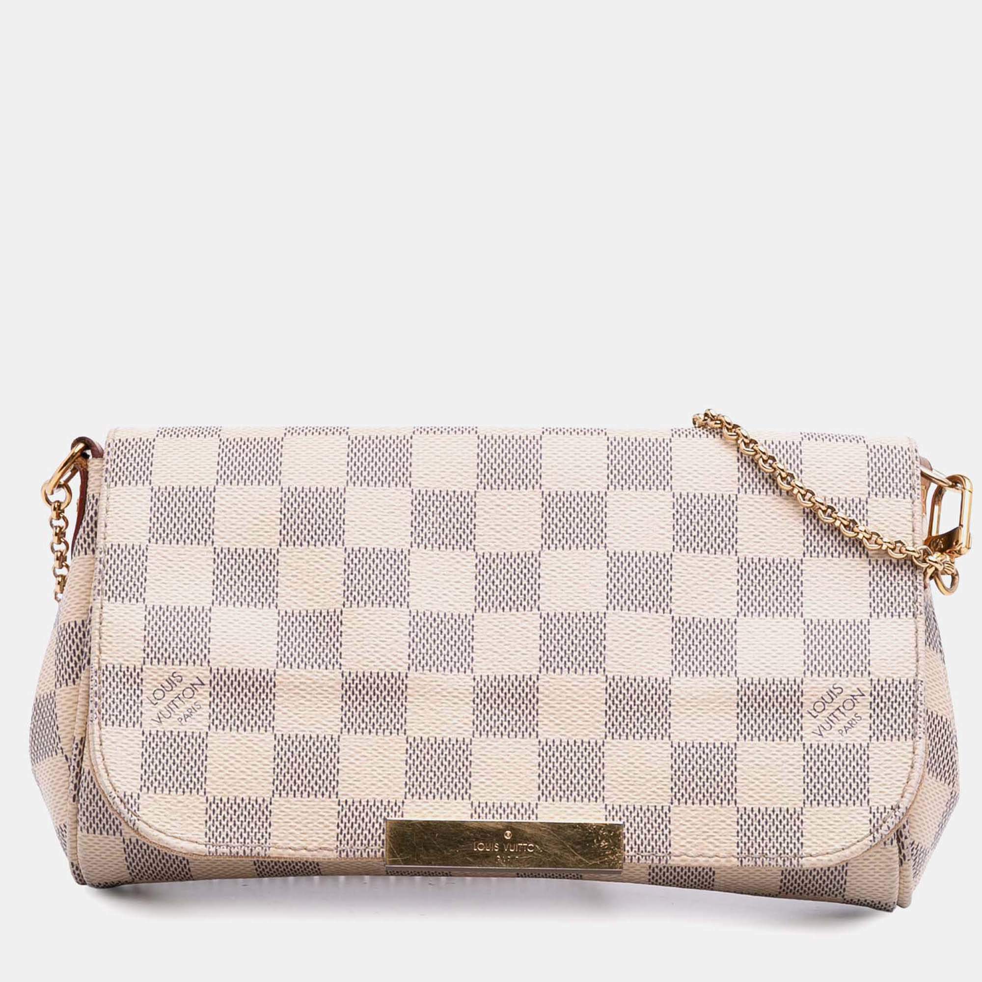 Pre Owned Louis Vuitton White Damier Azur Favorite PM