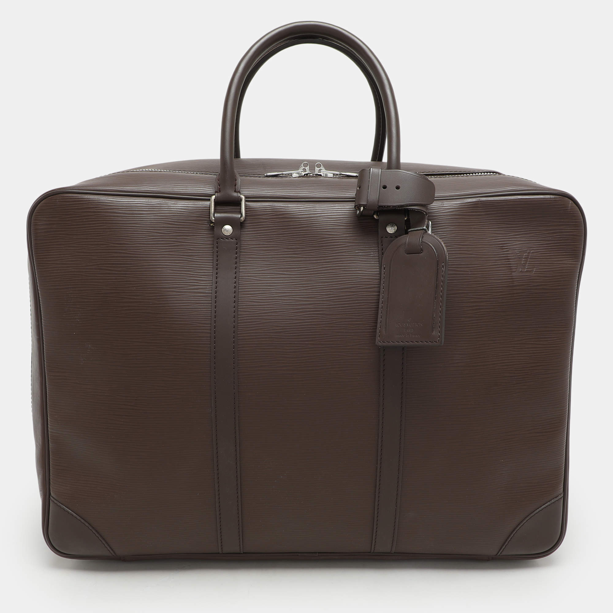 Pre Owned Louis Vuitton Moka Epi Leather Sirius 45 Soft Suitcase
