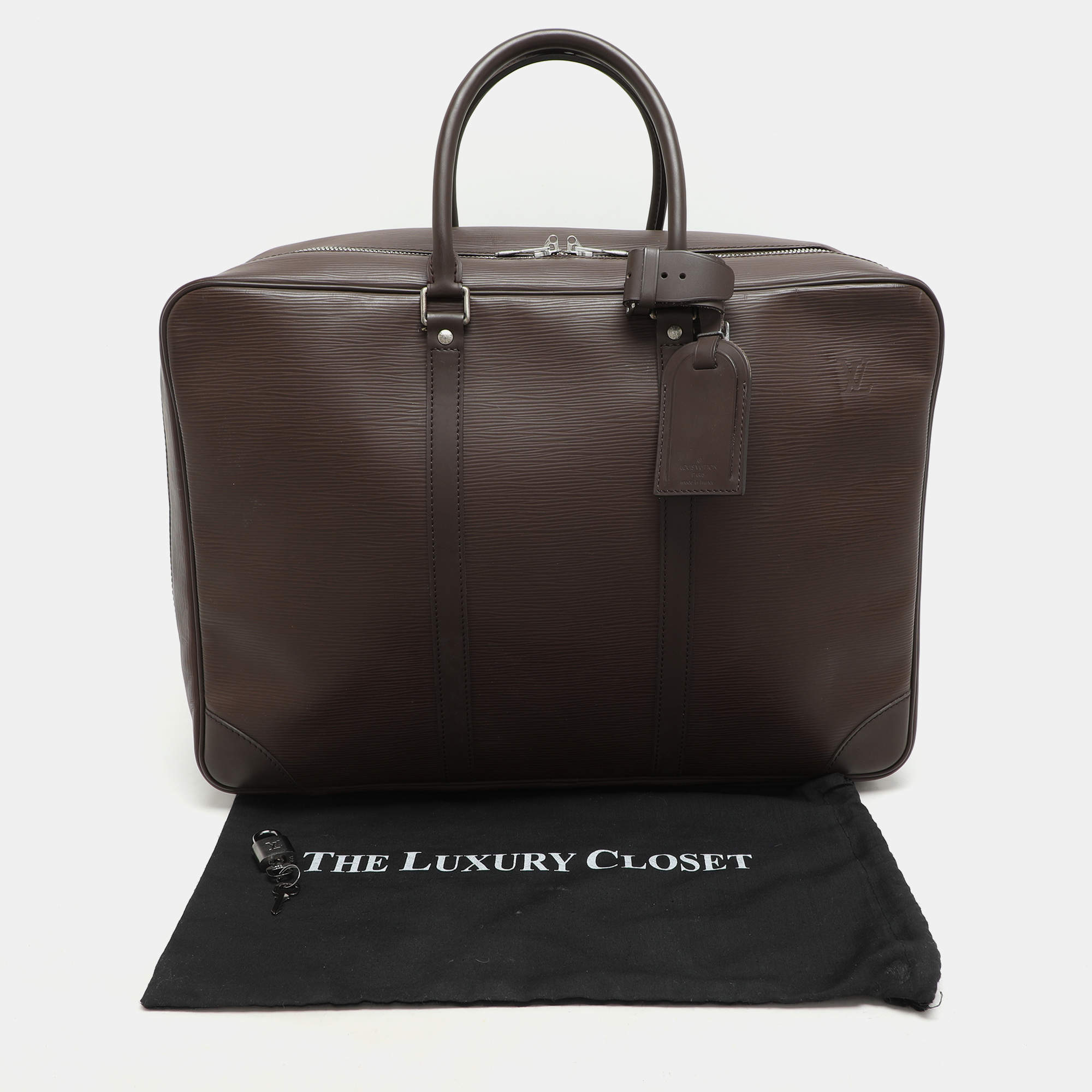 Pre Owned Louis Vuitton Moka Epi Leather Sirius 45 Soft Suitcase