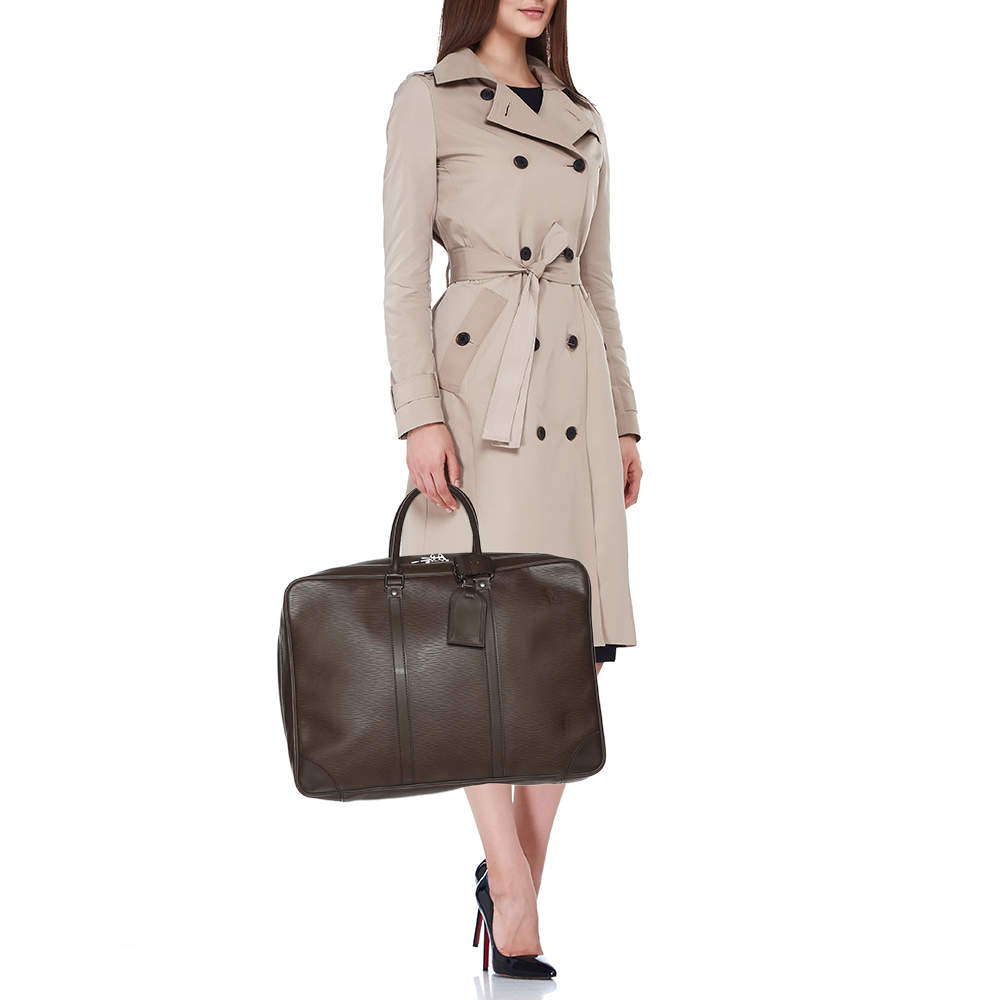 Pre Owned Louis Vuitton Moka Epi Leather Sirius 45 Soft Suitcase