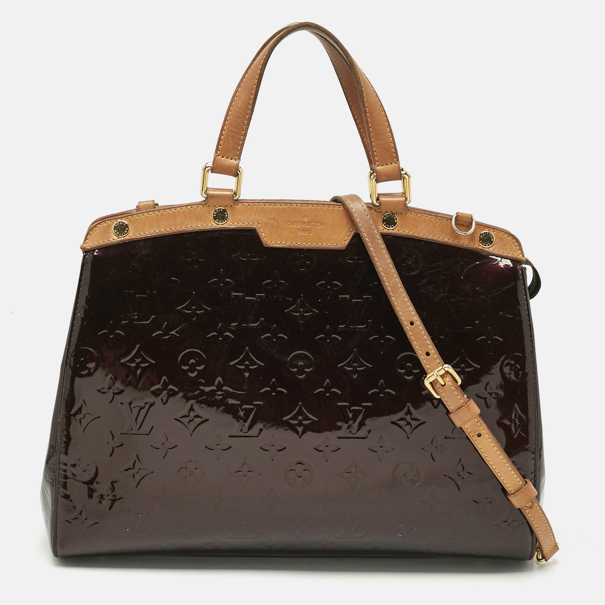 Pre Owned Louis Vuitton Amarante Monogram Vernis Brea GM Bag