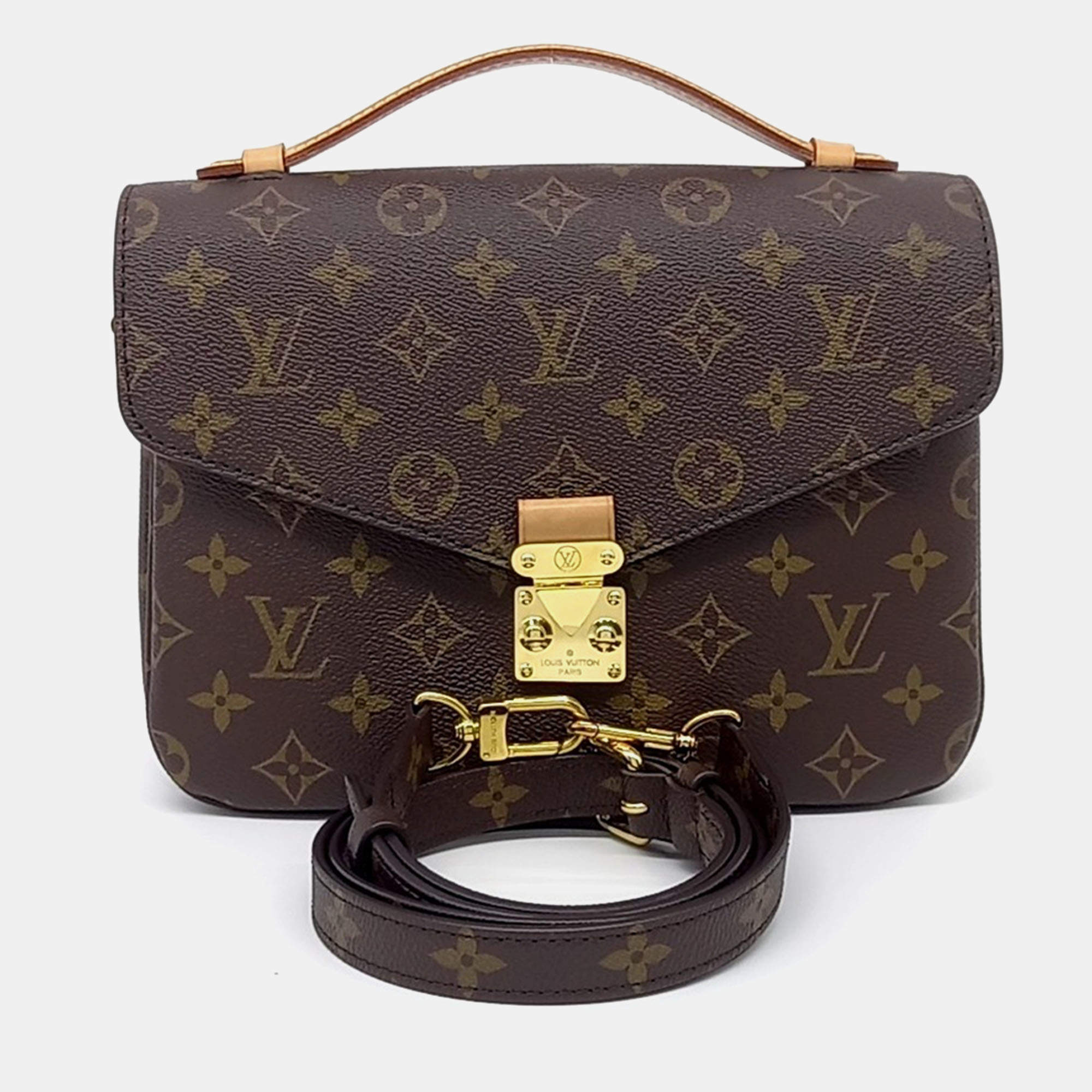 Pre Owned Louis Vuitton Brown Coated Canvas Monogram Pochette Metis