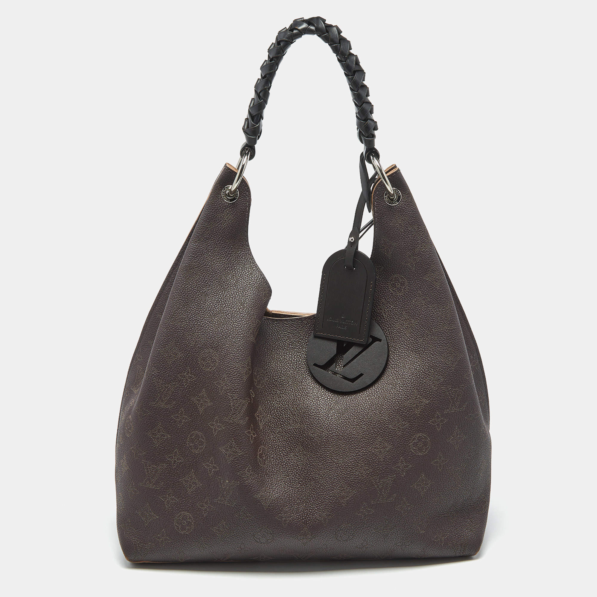 Pre Owned Louis Vuitton Brown Monogram Mahina Leather Carmel Bag