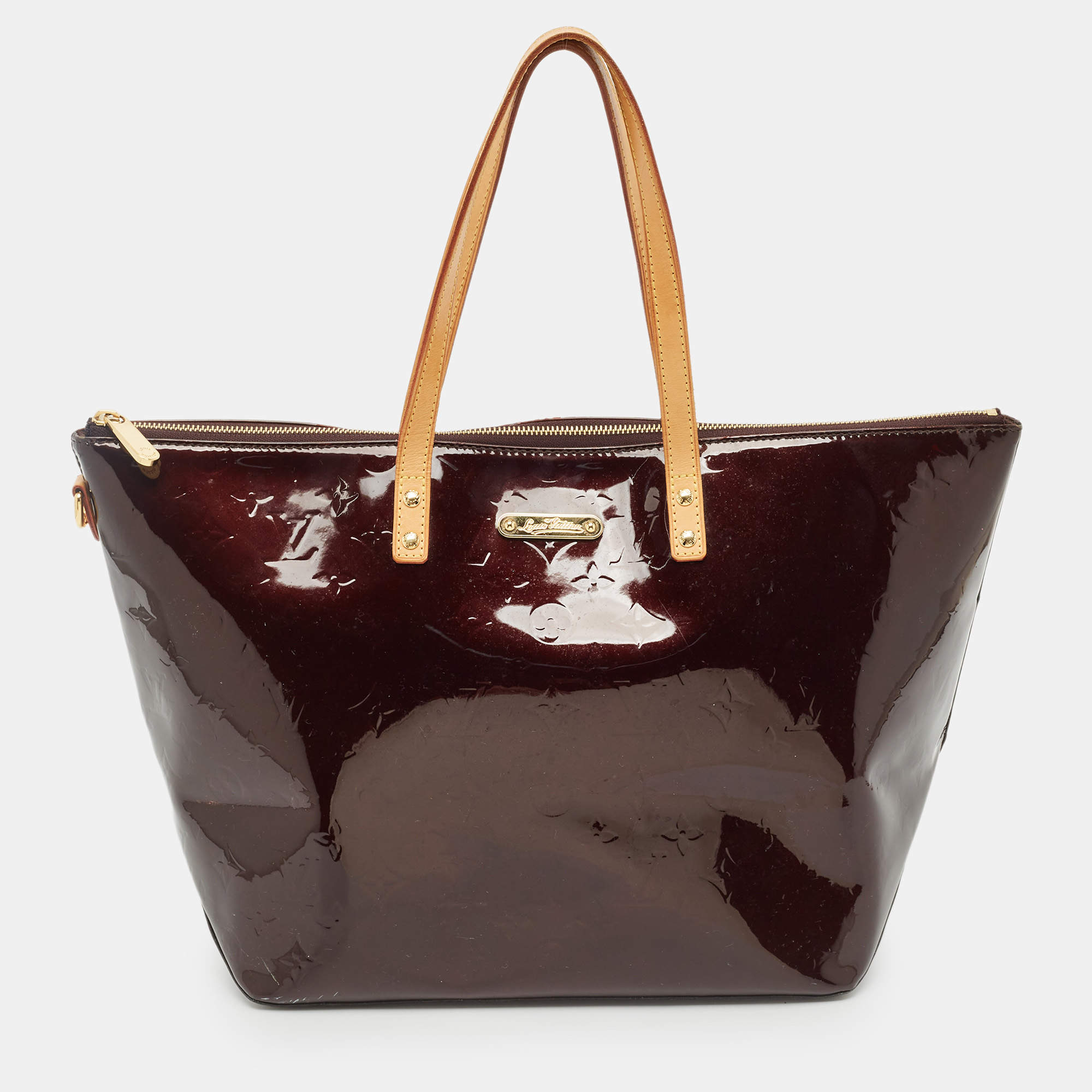 Pre Owned Louis Vuitton Amarante Monogram Vernis Bellevue GM Bag