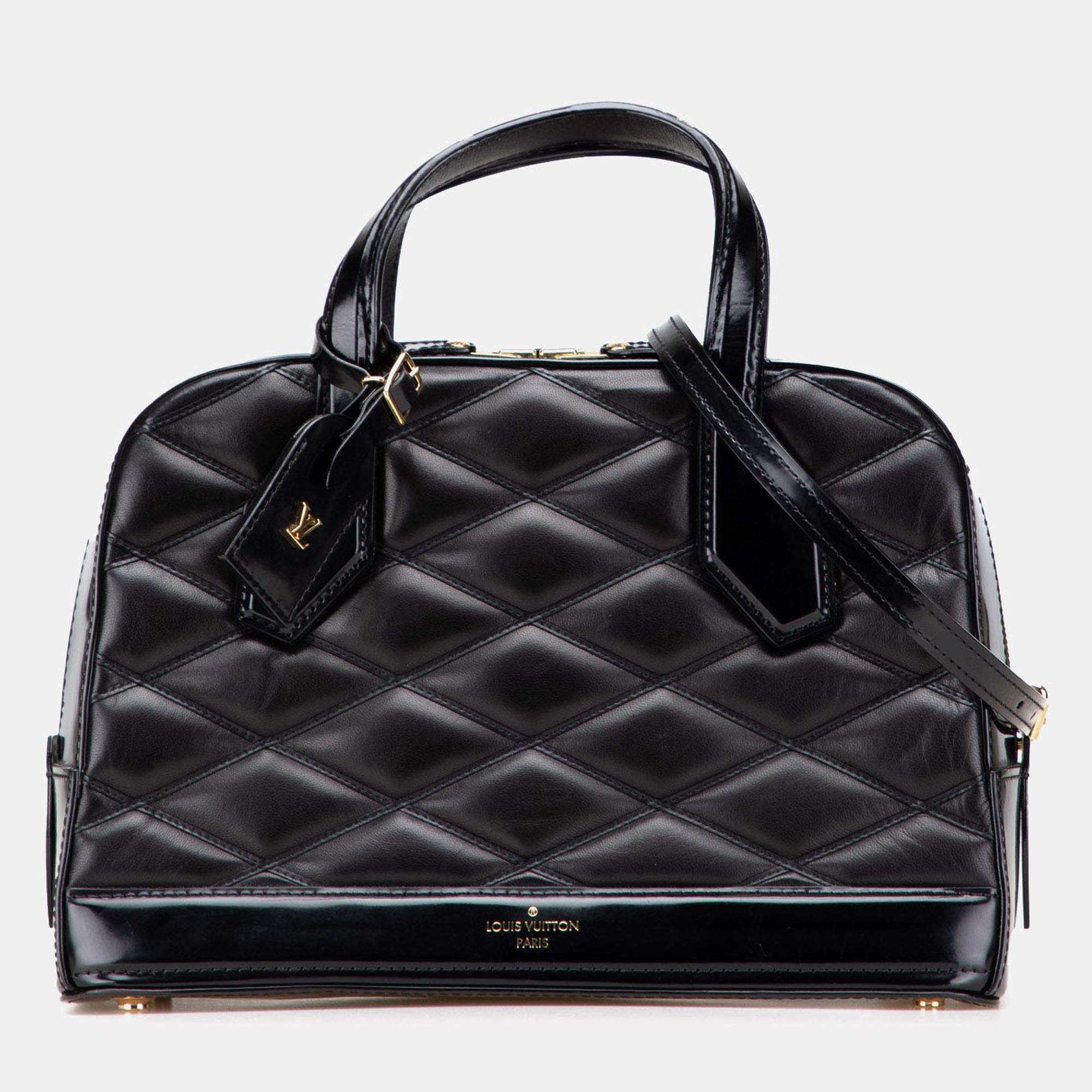 Pre Owned Louis Vuitton Black Quilted Lambskin Malletage Dora PM