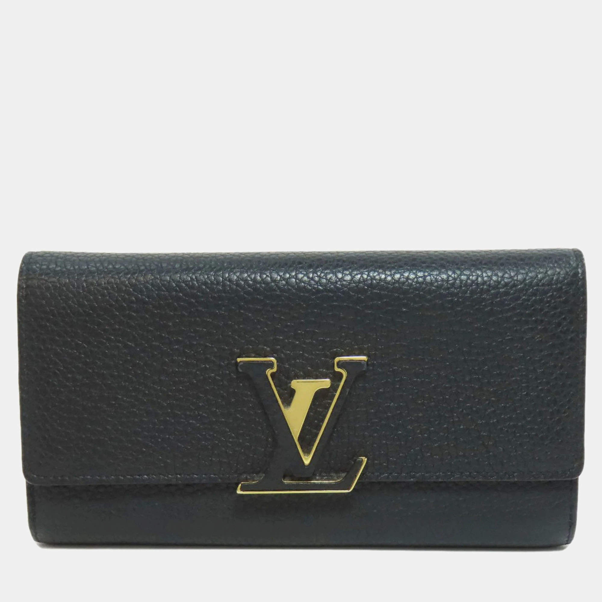 Pre Owned Louis Vuitton Capucines Noir Taurillon Leather Long Wallet