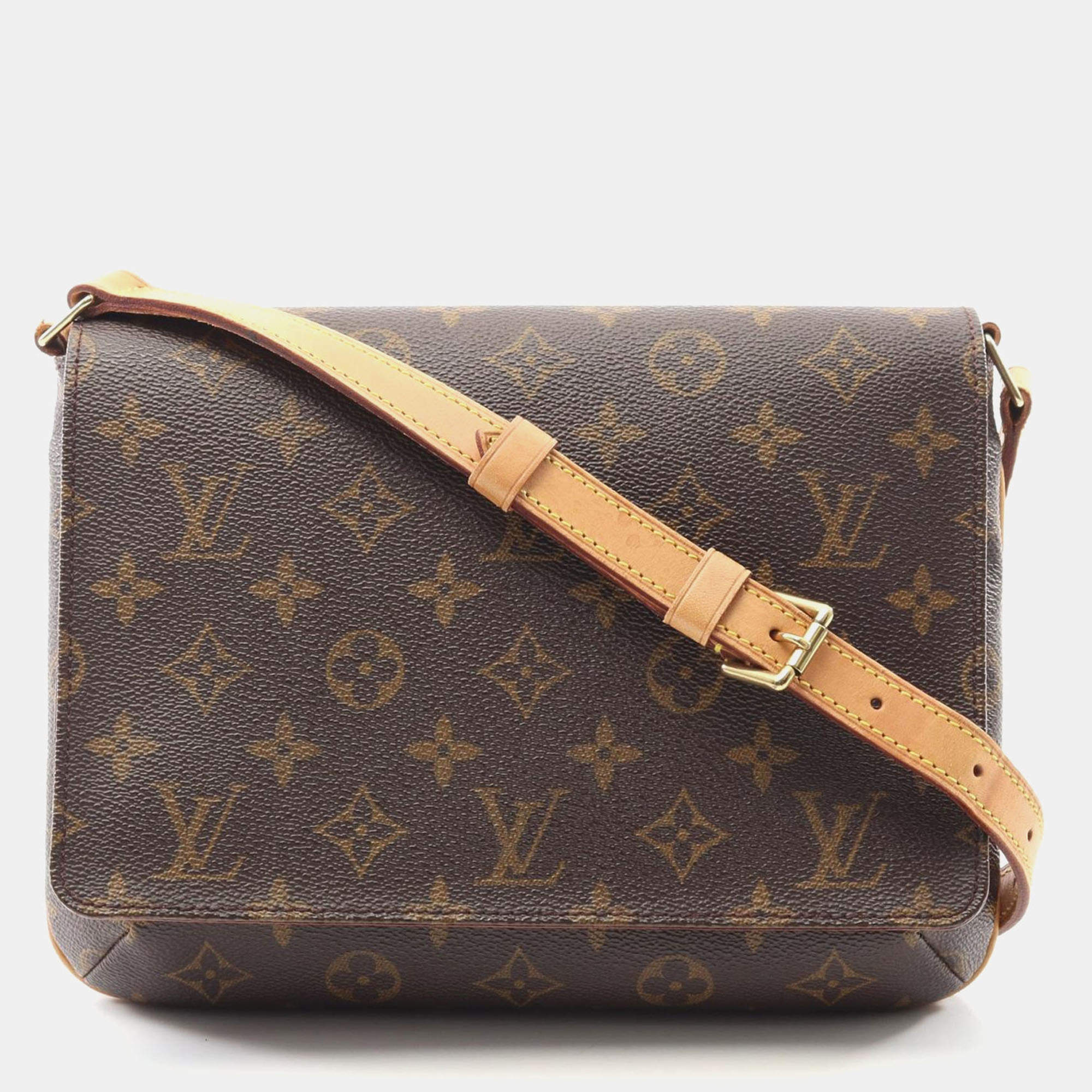 Pre Owned Louis Vuitton Musette Tango Brown Monogram Canvas Shoulder Bag