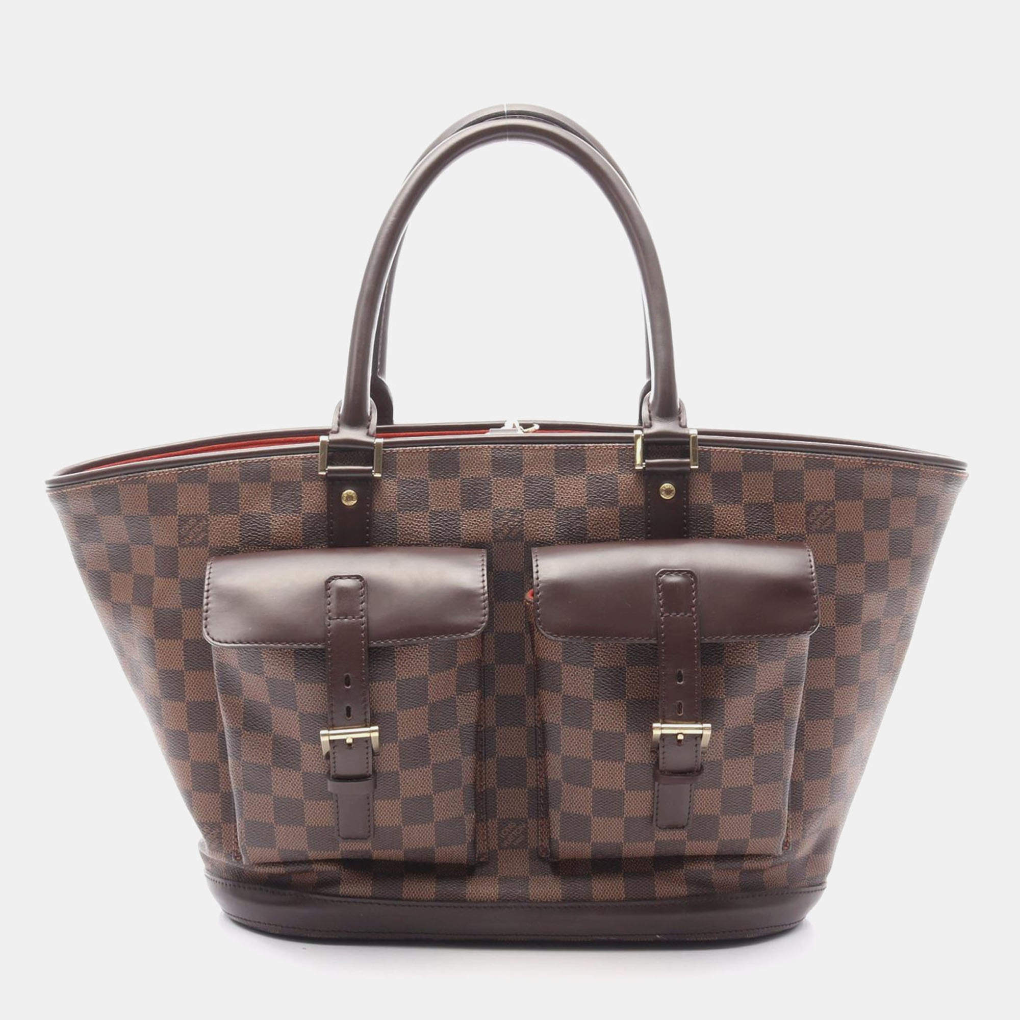 Pre Owned Louis Vuitton Manosque GM Damier Ebene Canvas Tote Bag