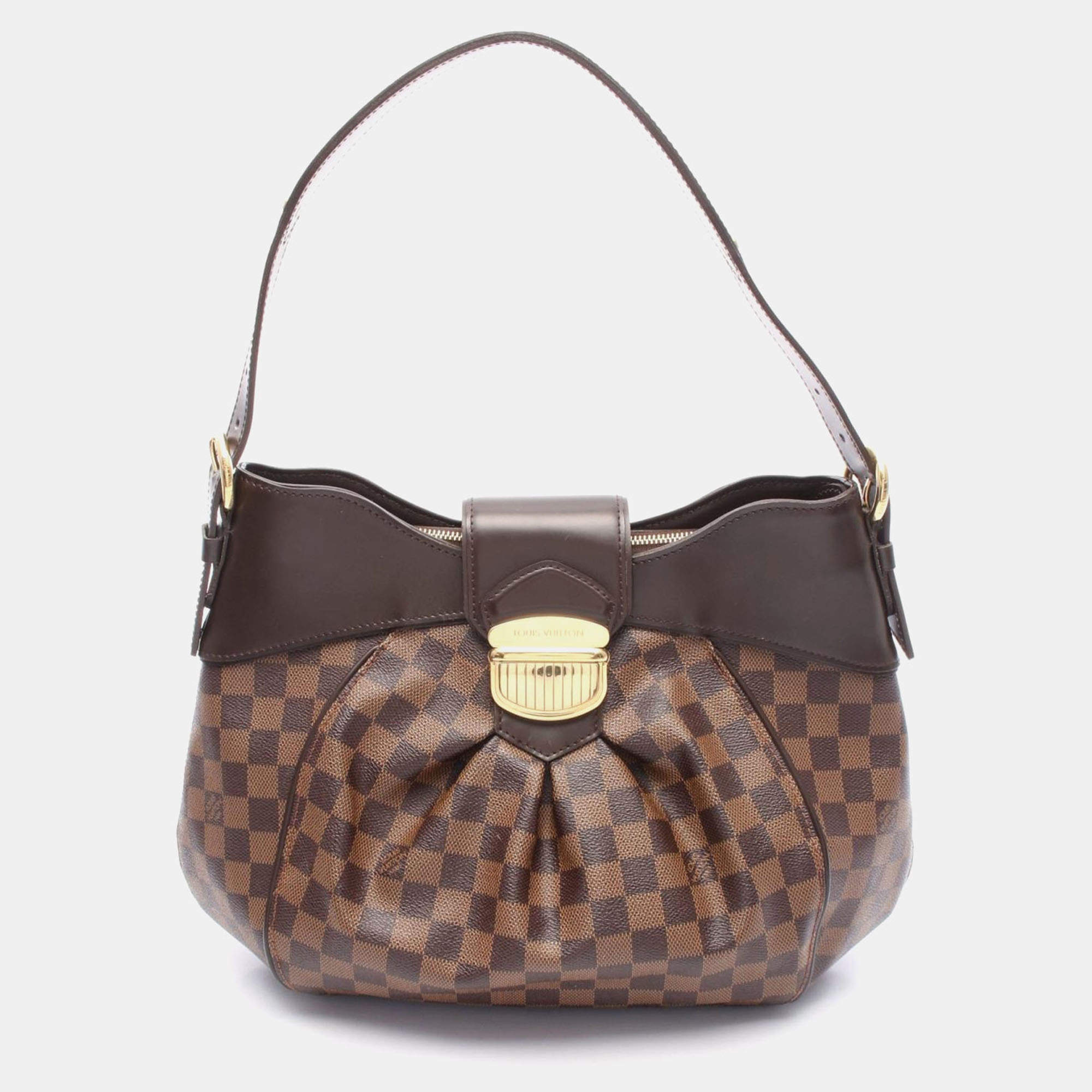 Pre Owned Louis Vuitton Sistina MM Shoulder Bag  Damier Canvas Ebene