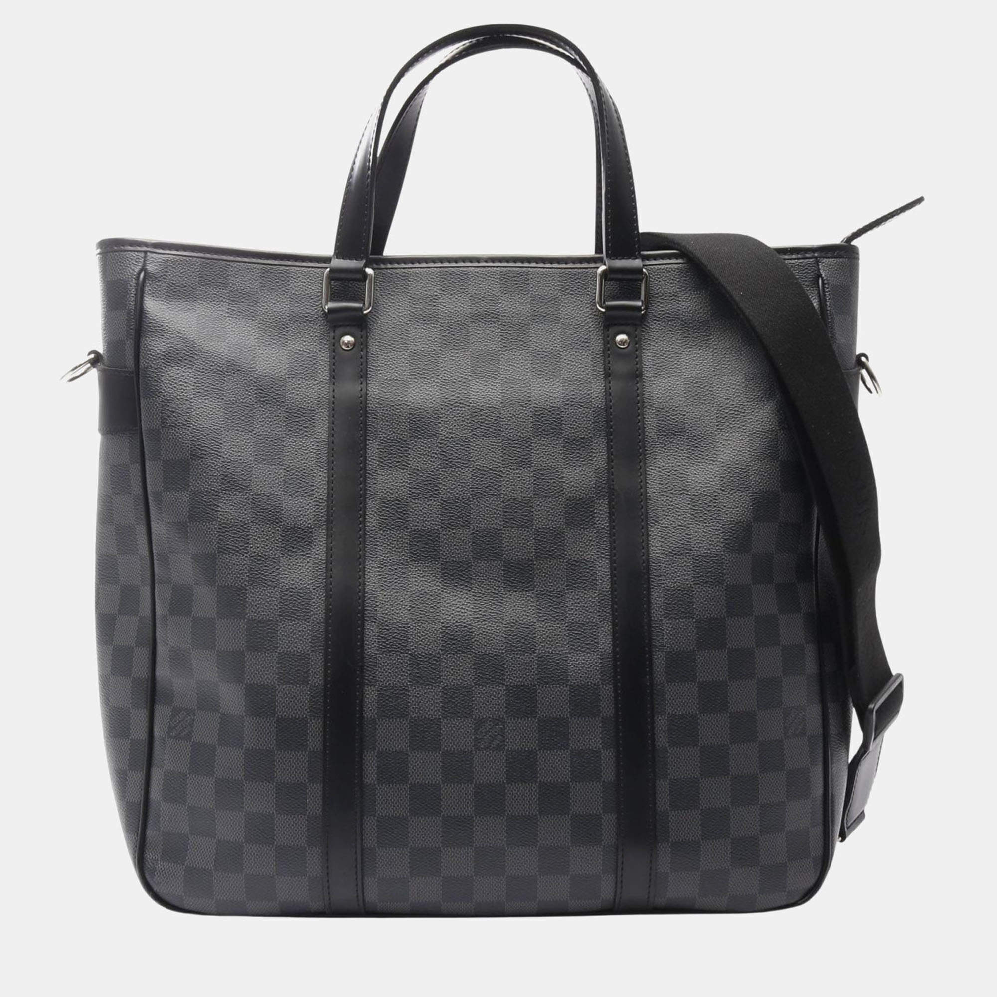 Pre Owned Louis Vuitton Tadao Black Damier Graphite Canvas Tote Bag