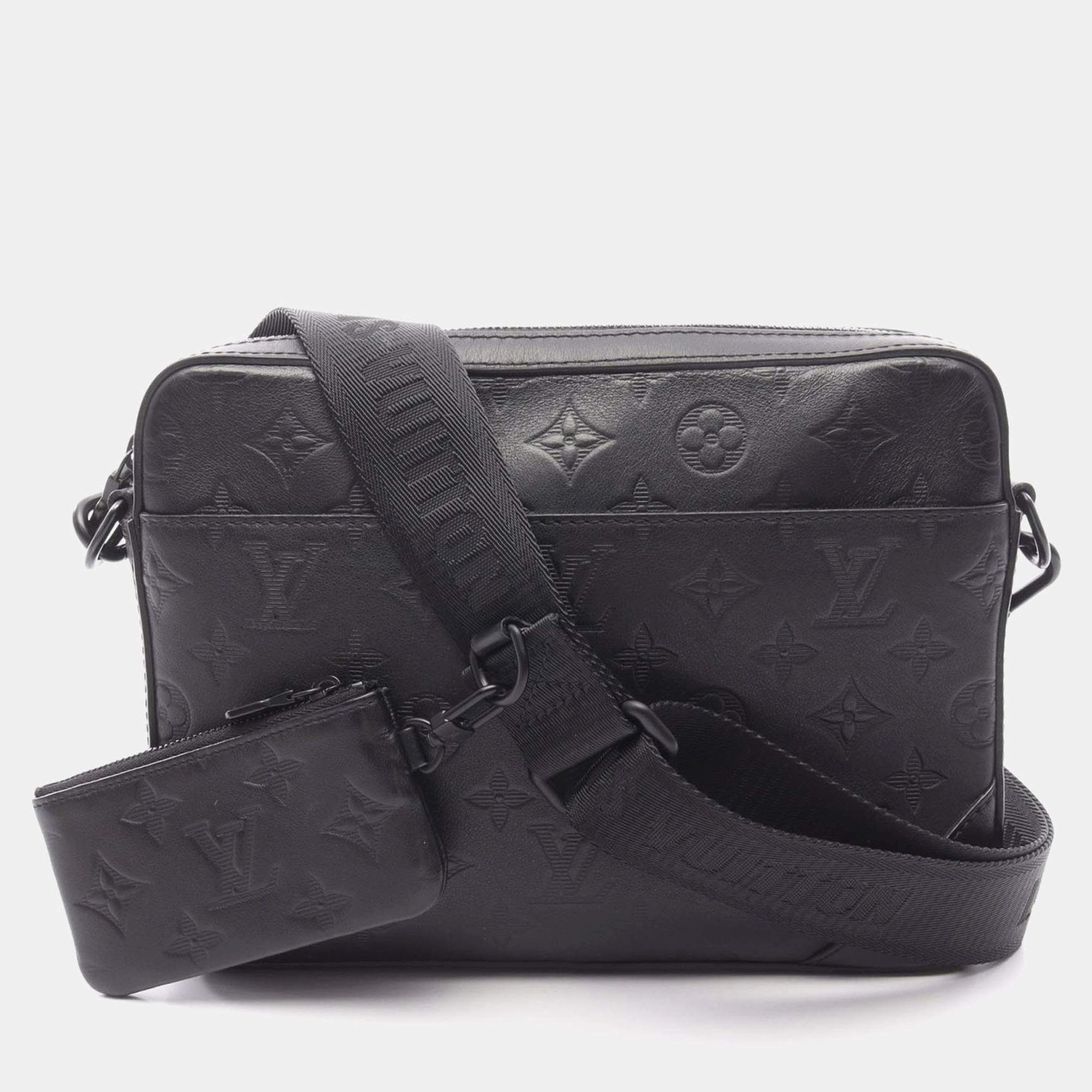 Pre Owned Louis Vuitton Duo Monogram Shadow Leather Shoulder Bag