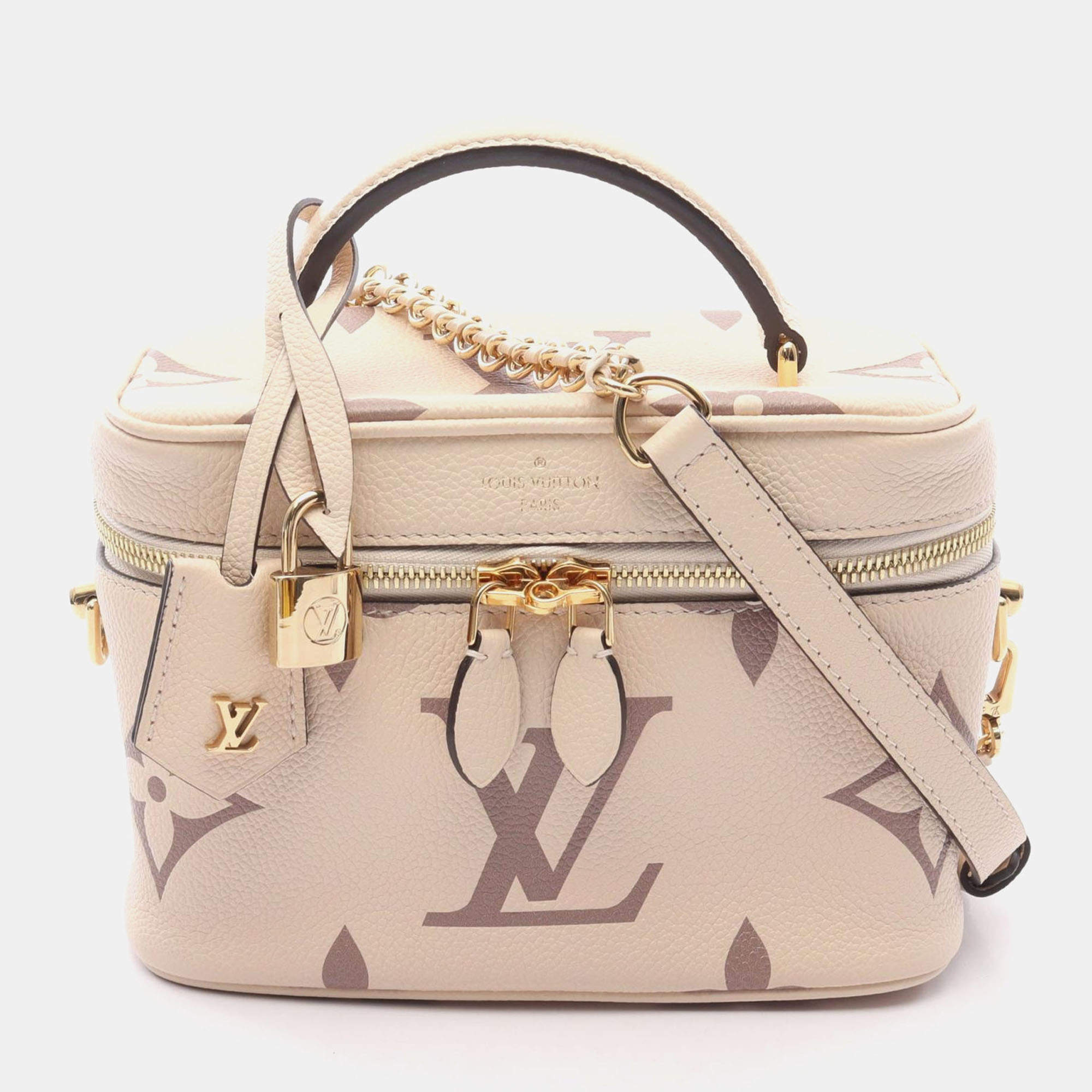 Pre Owned Louis Vuitton Vanity PM Beige/Brown Tone Monogram Empreinte Leather Top Handle Bag