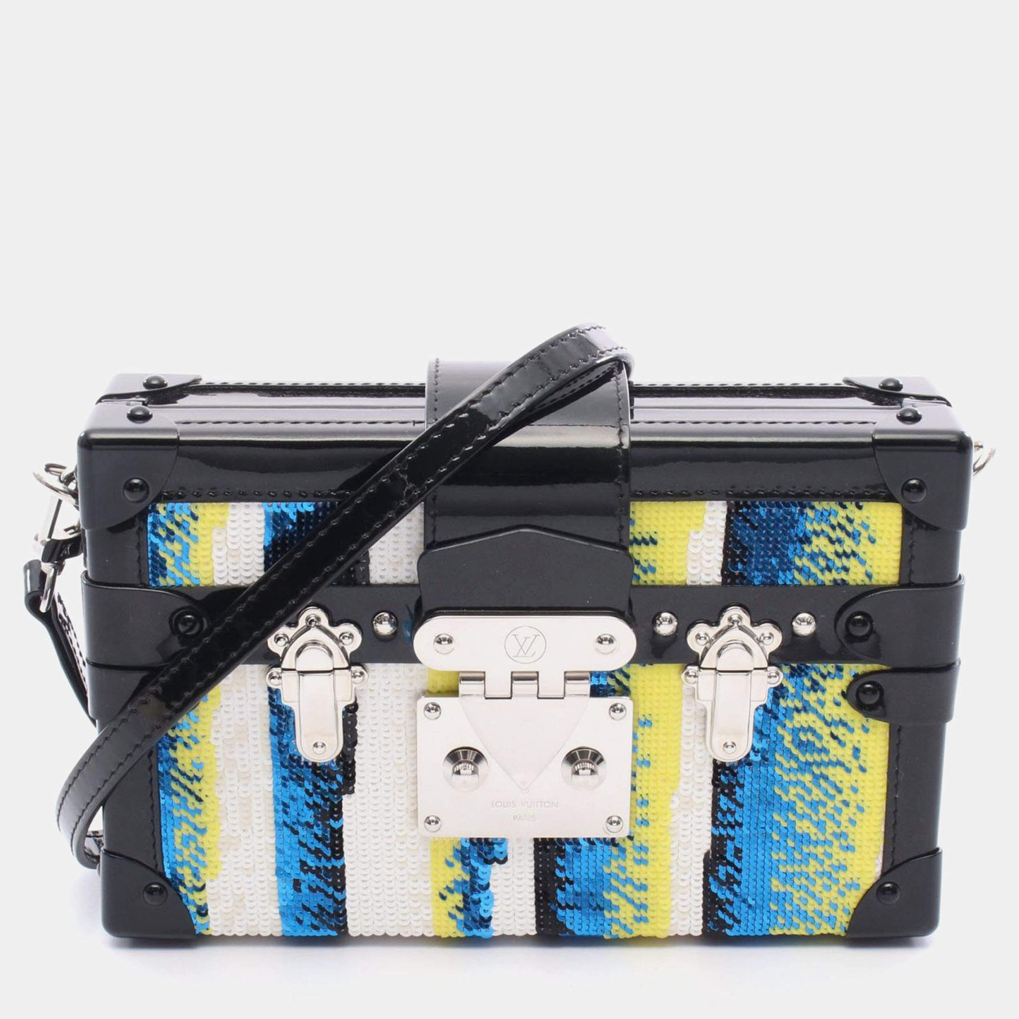 Pre Owned Louis Vuitton Petite Malle Multicolor Sequin Patent Leather Shoulder Bag