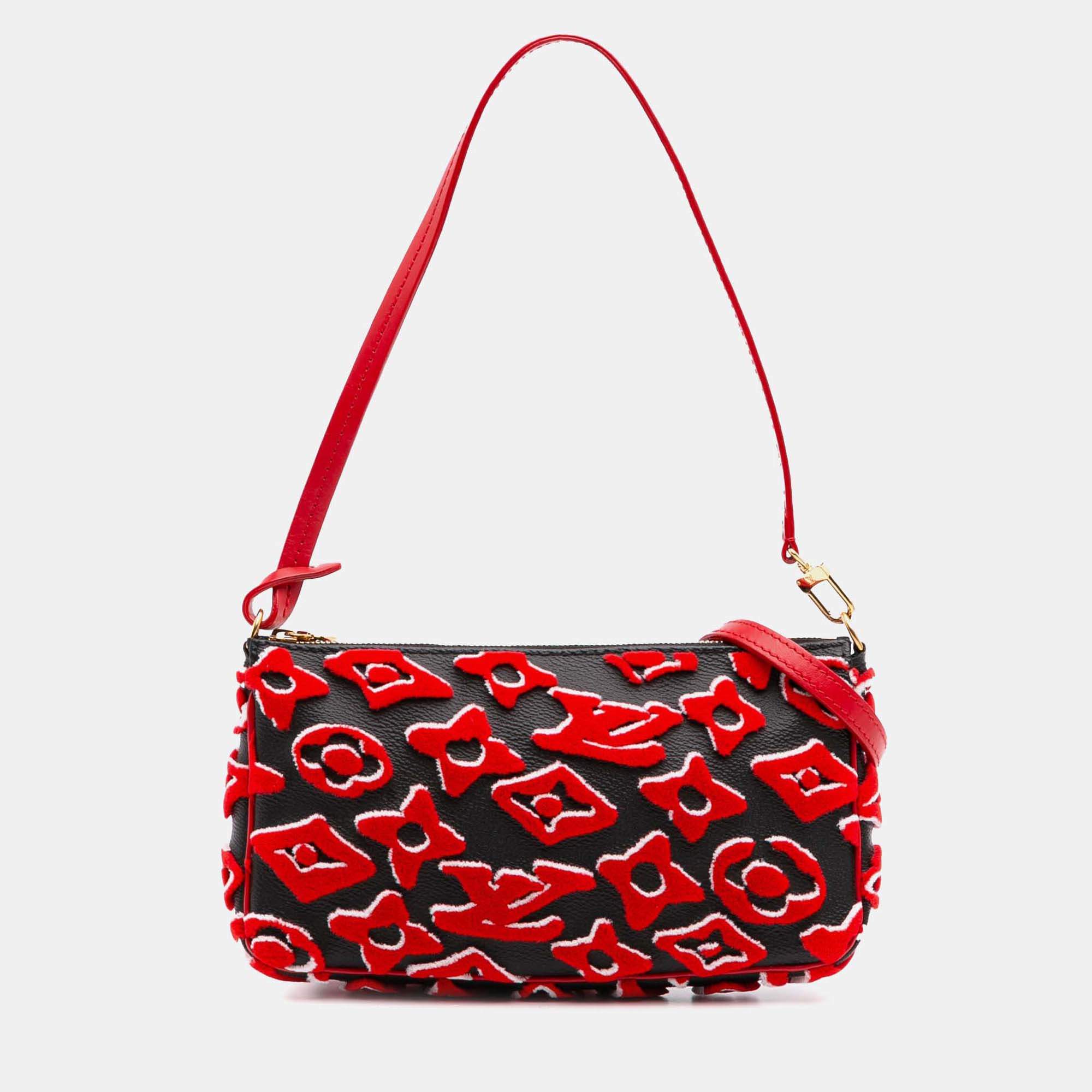 Pre Owned Louis Vuitton Black/Red Urs Fischer Monogram Tuffetage Pochette Accessoires