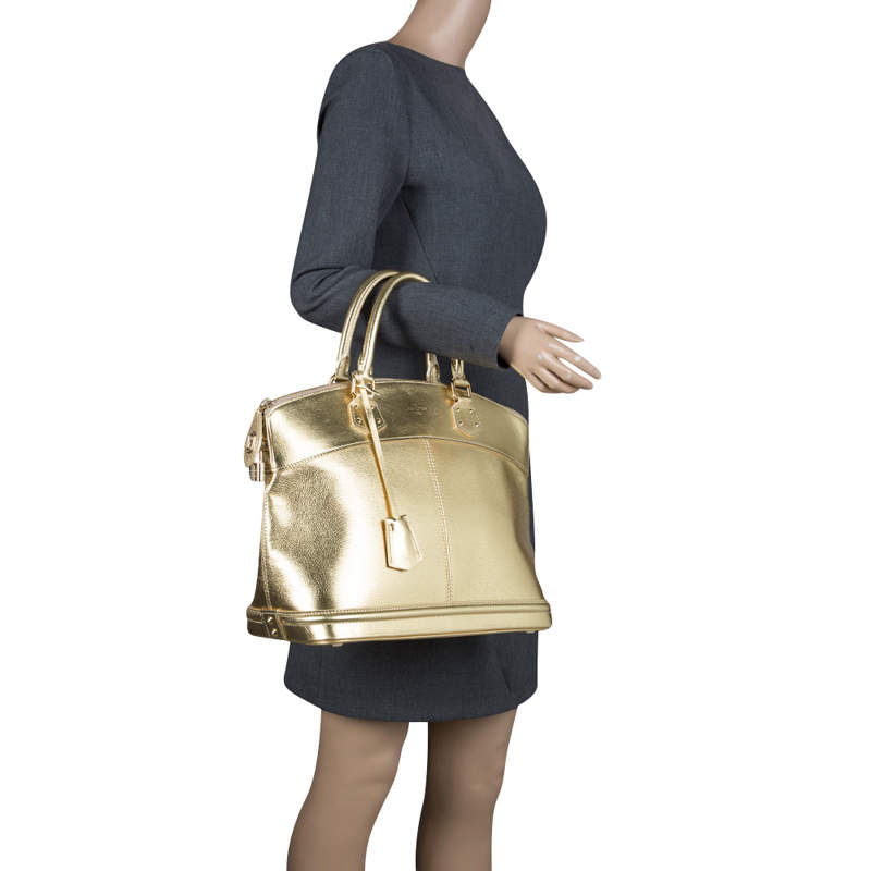 Gold Louis Vuitton Metallic Suhali Lockit MM Handbag