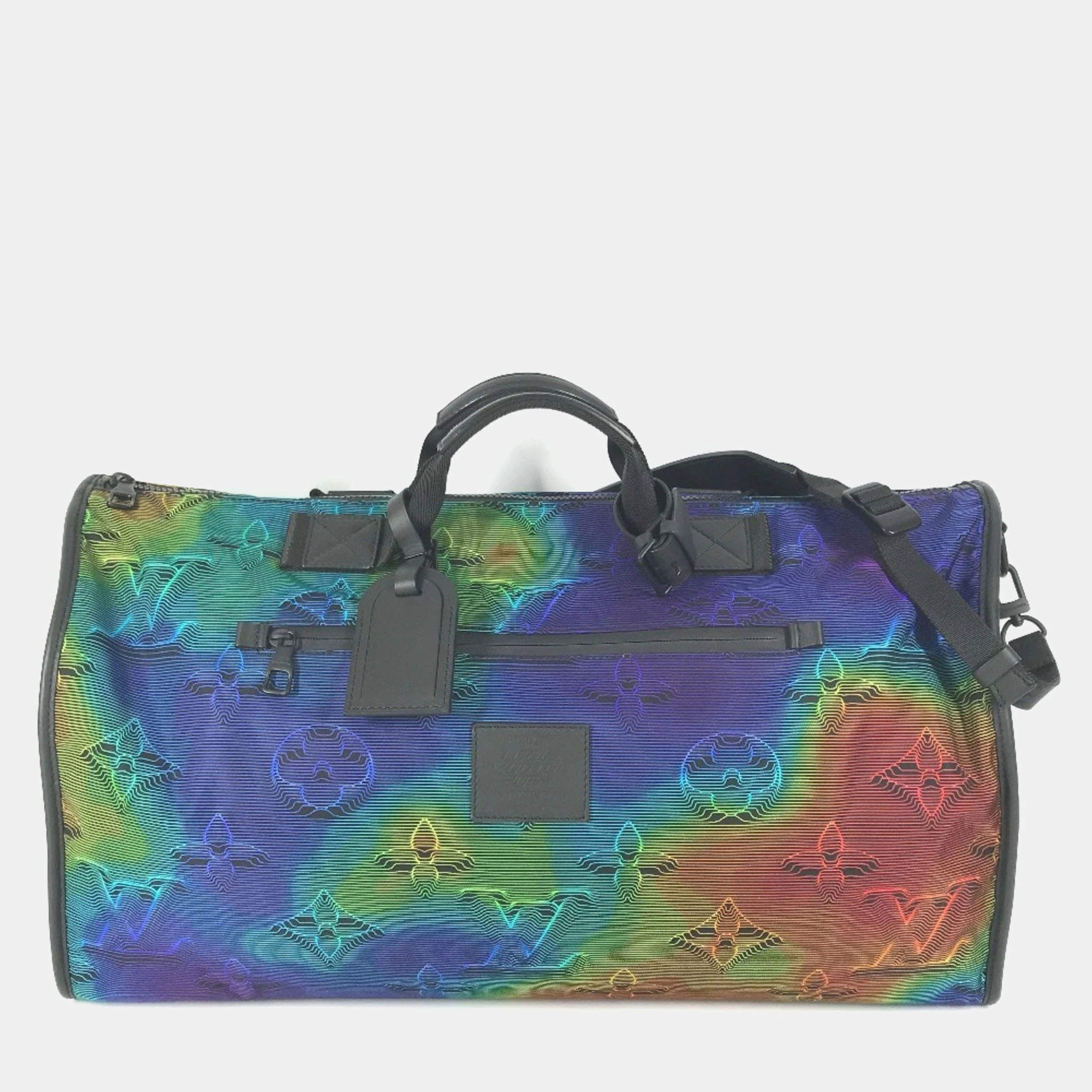 Pre Owned Louis Vuitton Keepall Bandouliere 50 Multicolor/Gray Monogram Leather and Nylon Travel Bag