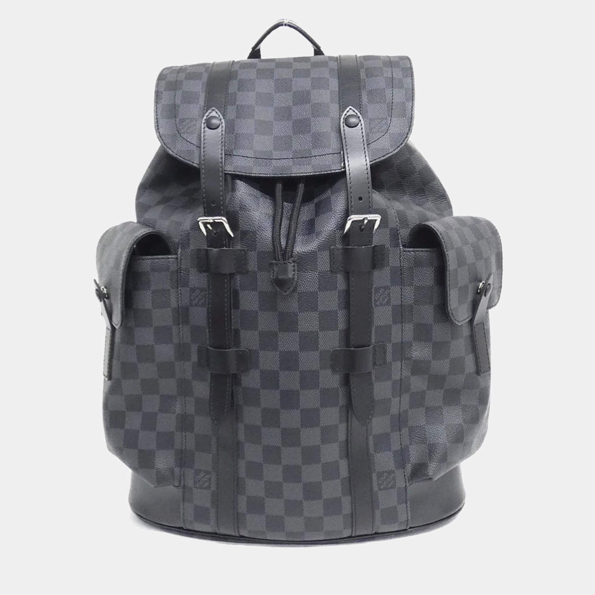Pre Owned Louis Vuitton Christopher MM Damier Graphite Canvas Backpack
