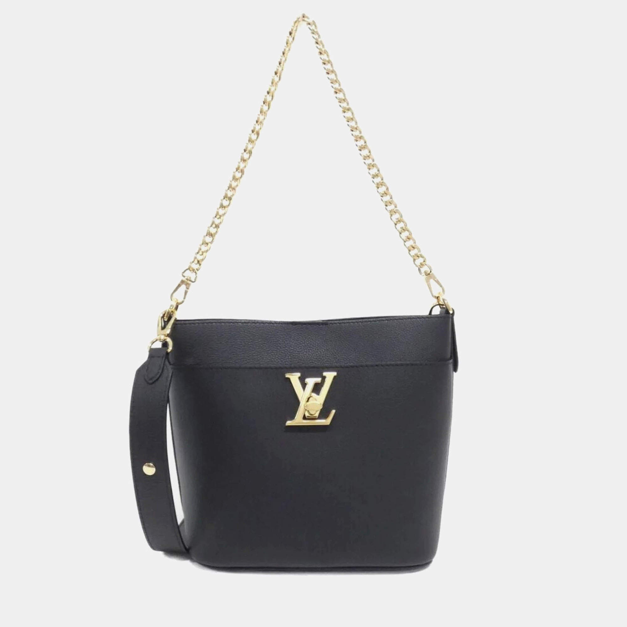 مملوكة مسبقًا Louis Vuitton Rock & Walk Black Leather Shoulder Bag