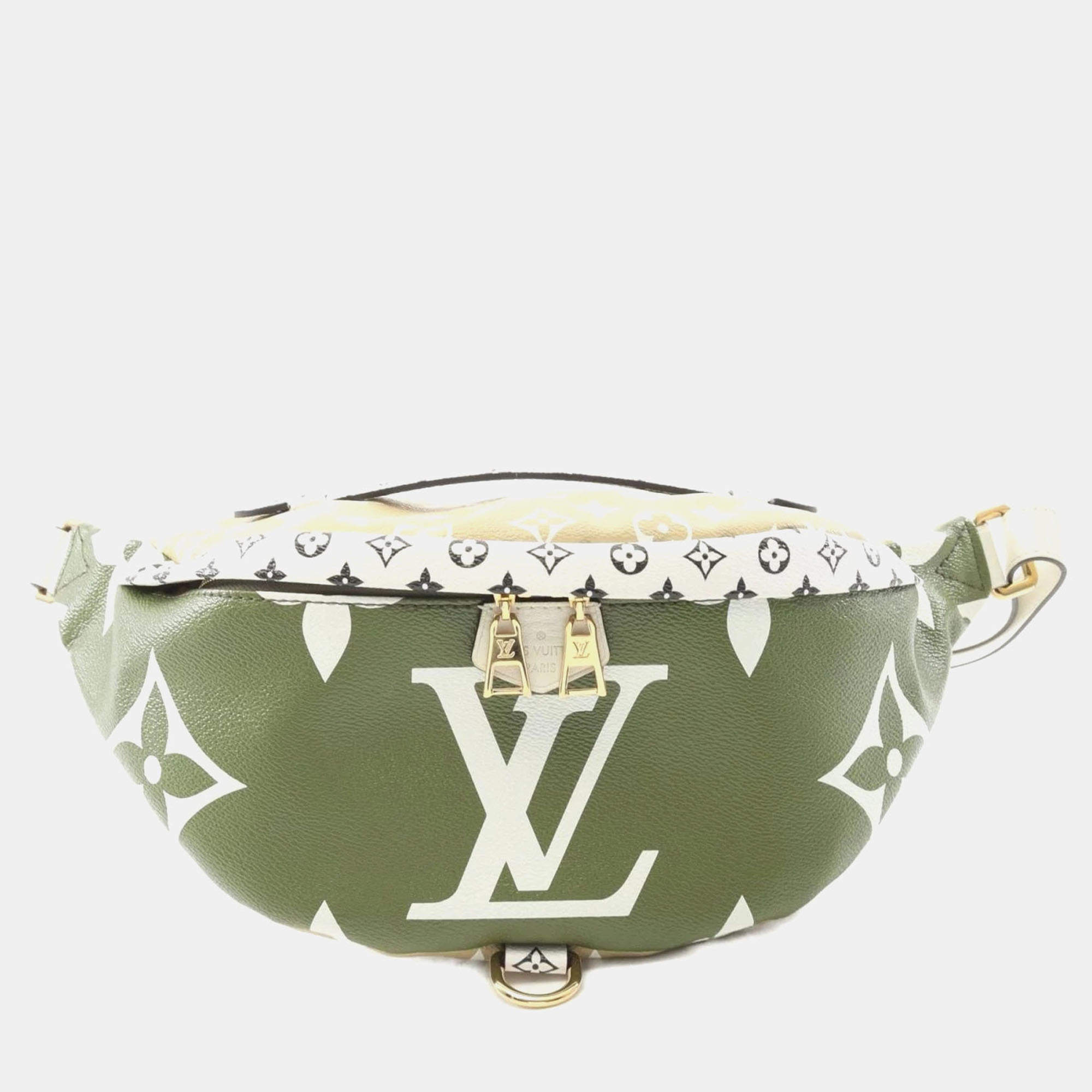 Pre Owned Louis Vuitton Bumbag Mm Monogram Giant Waist Bag Body Coated Canvas Leather Khaki Beige Multicolor