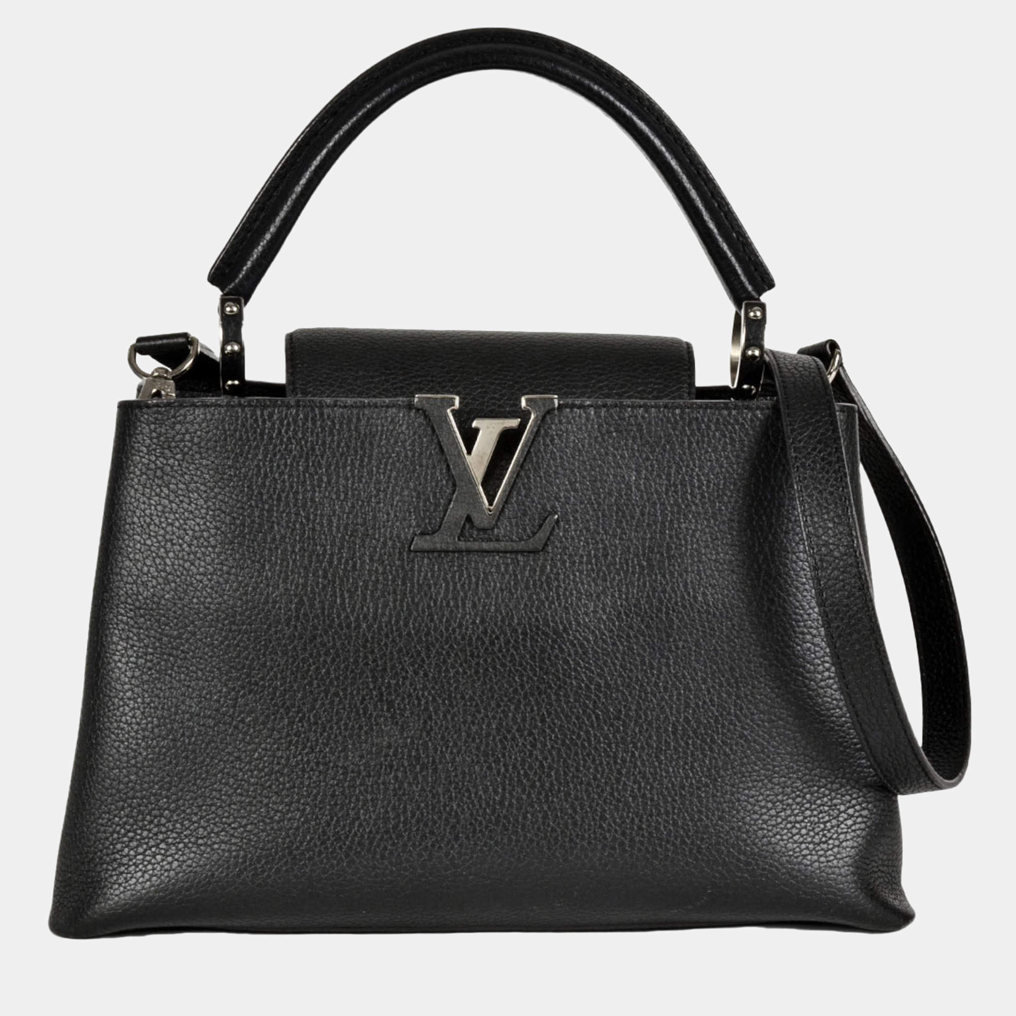 Pre Owned Louis Vuitton Capucines MM Black Leather Shoulder Bag
