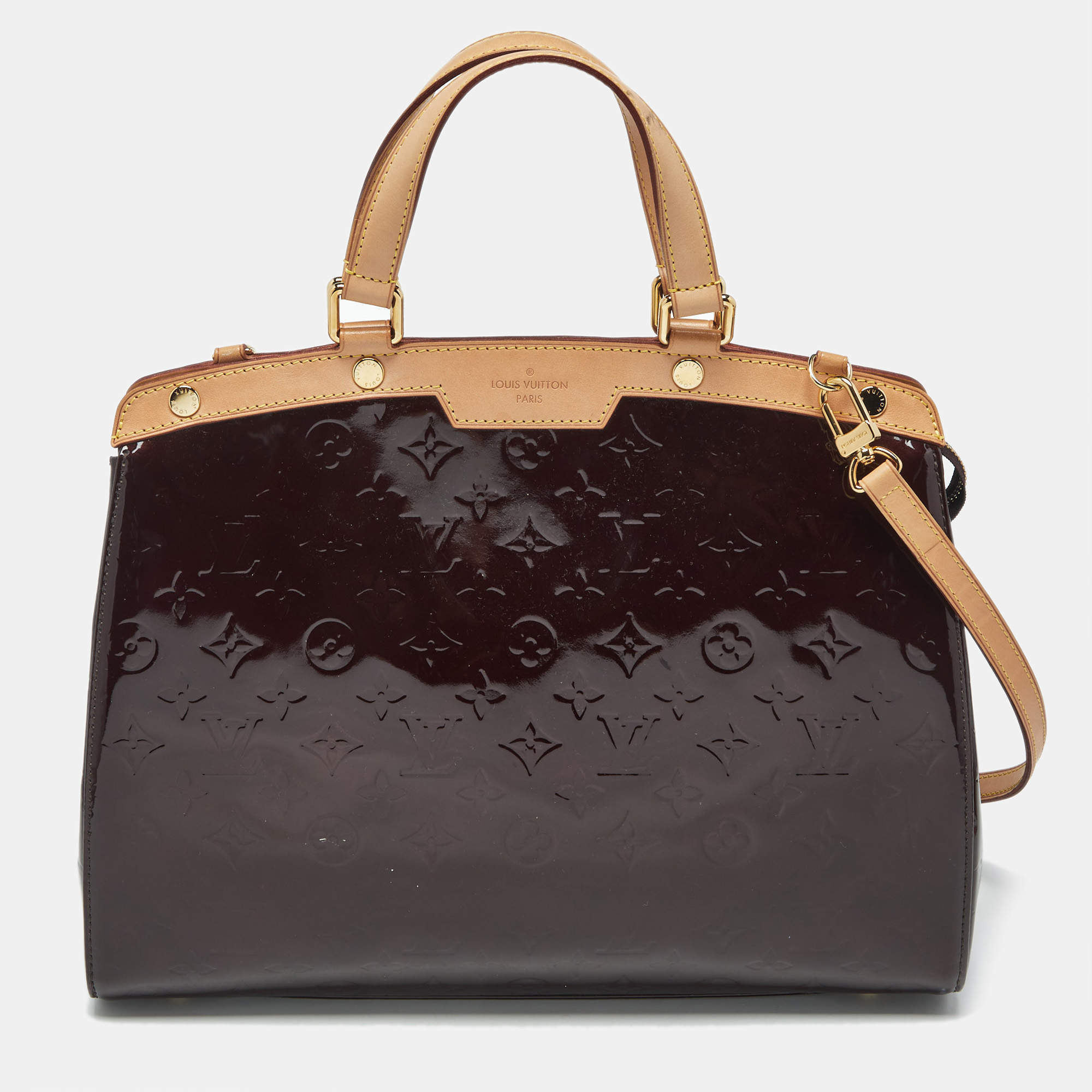 Pre Owned Louis Vuitton Amarante Monogram Vernis Brea GM Bag