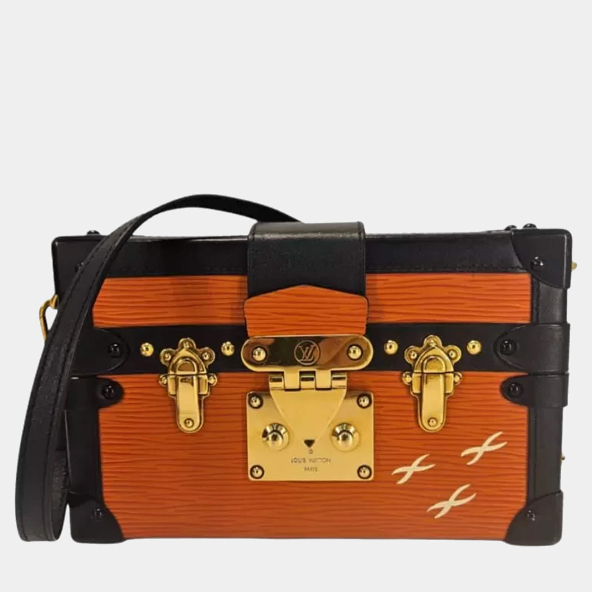 مملوكة مسبقًا حقيبة كلتش لوي فيتون بيتيت مال جلد ايبي برتقالي/أسود