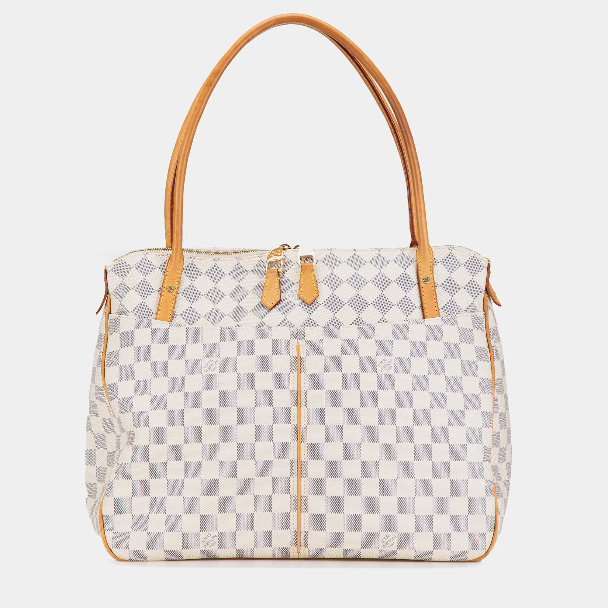 Pre Owned Louis Vuitton White Damier Azur Figheri GM Tote