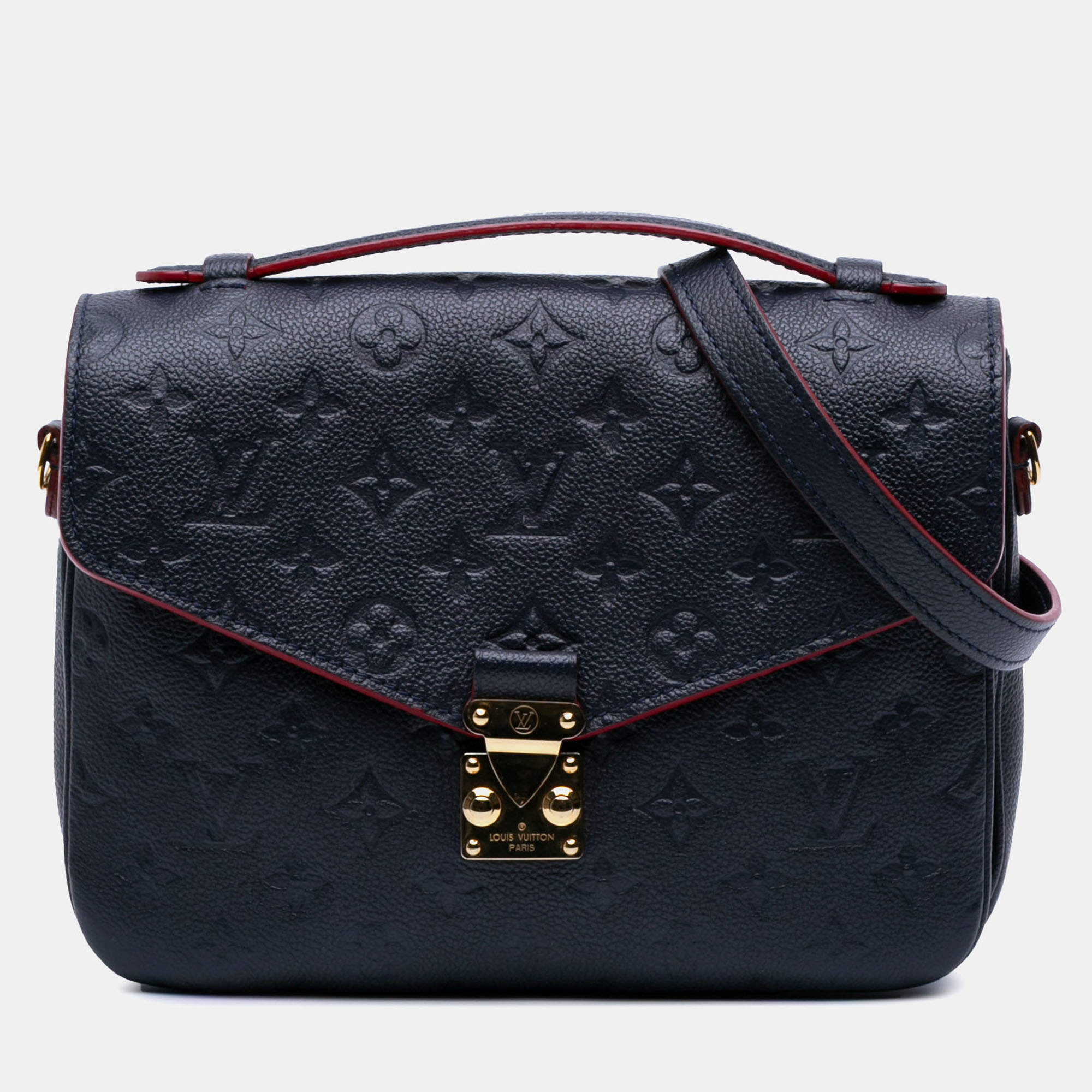 Pre Owned Louis Vuitton Blue Monogram Empreinte Pochette Metis