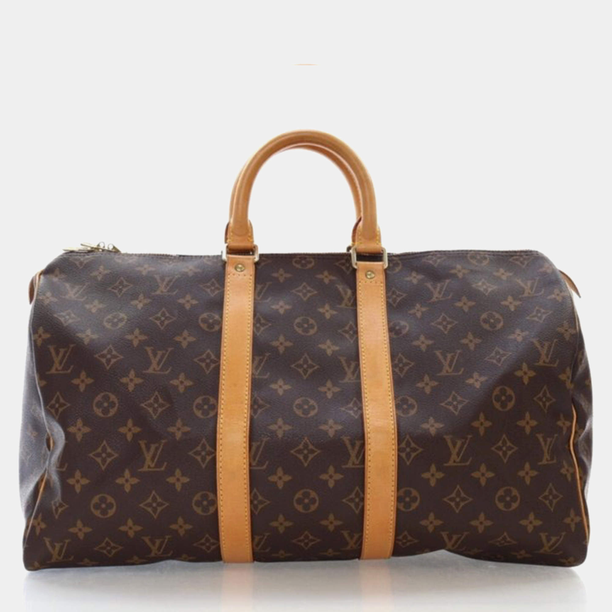 Pre Owned Louis Vuitton Keepall 45 Brown Monogram Coated Canvas Travel Bag