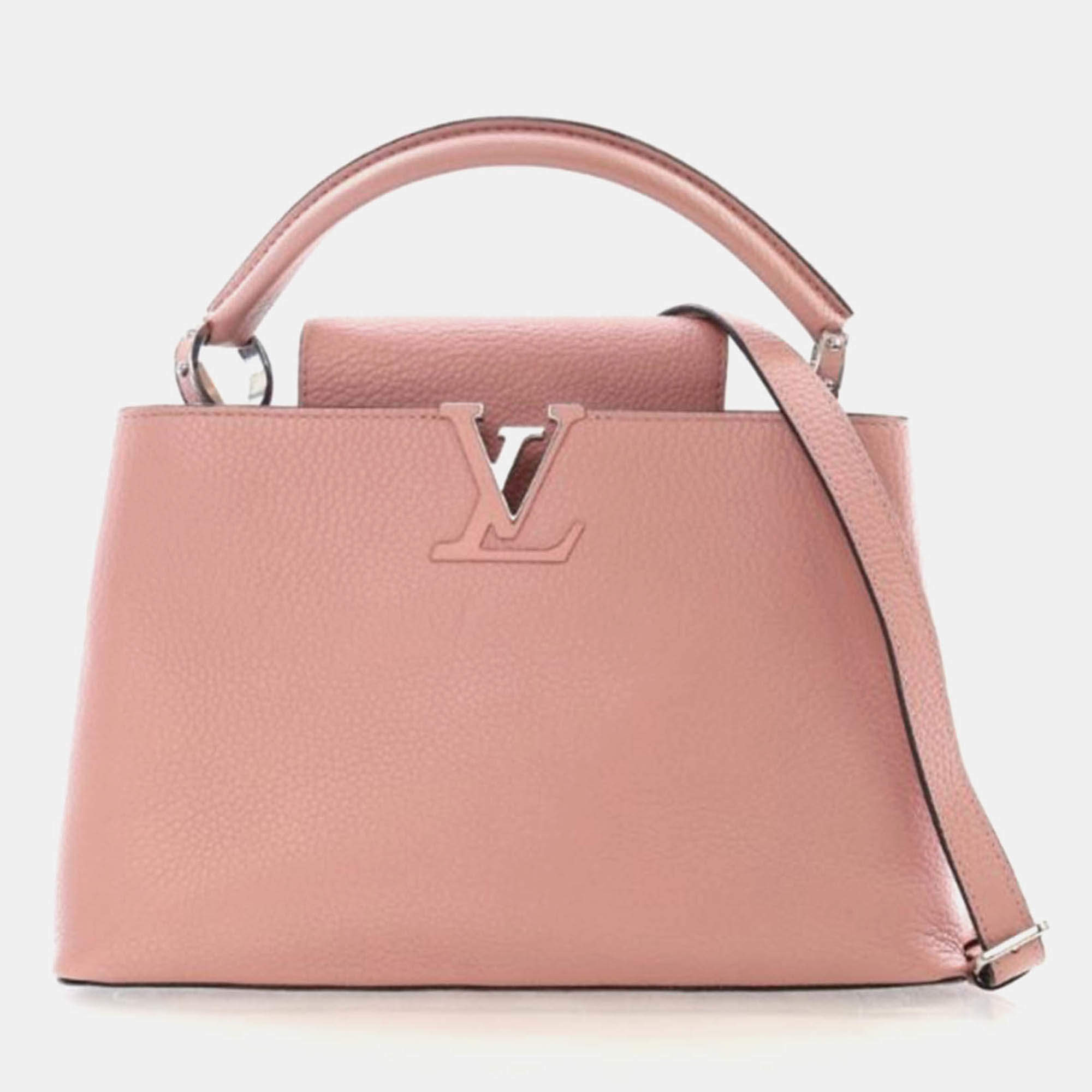 Pre Owned Louis Vuitton Capucines PM Pink Taurillon Leather Handbag