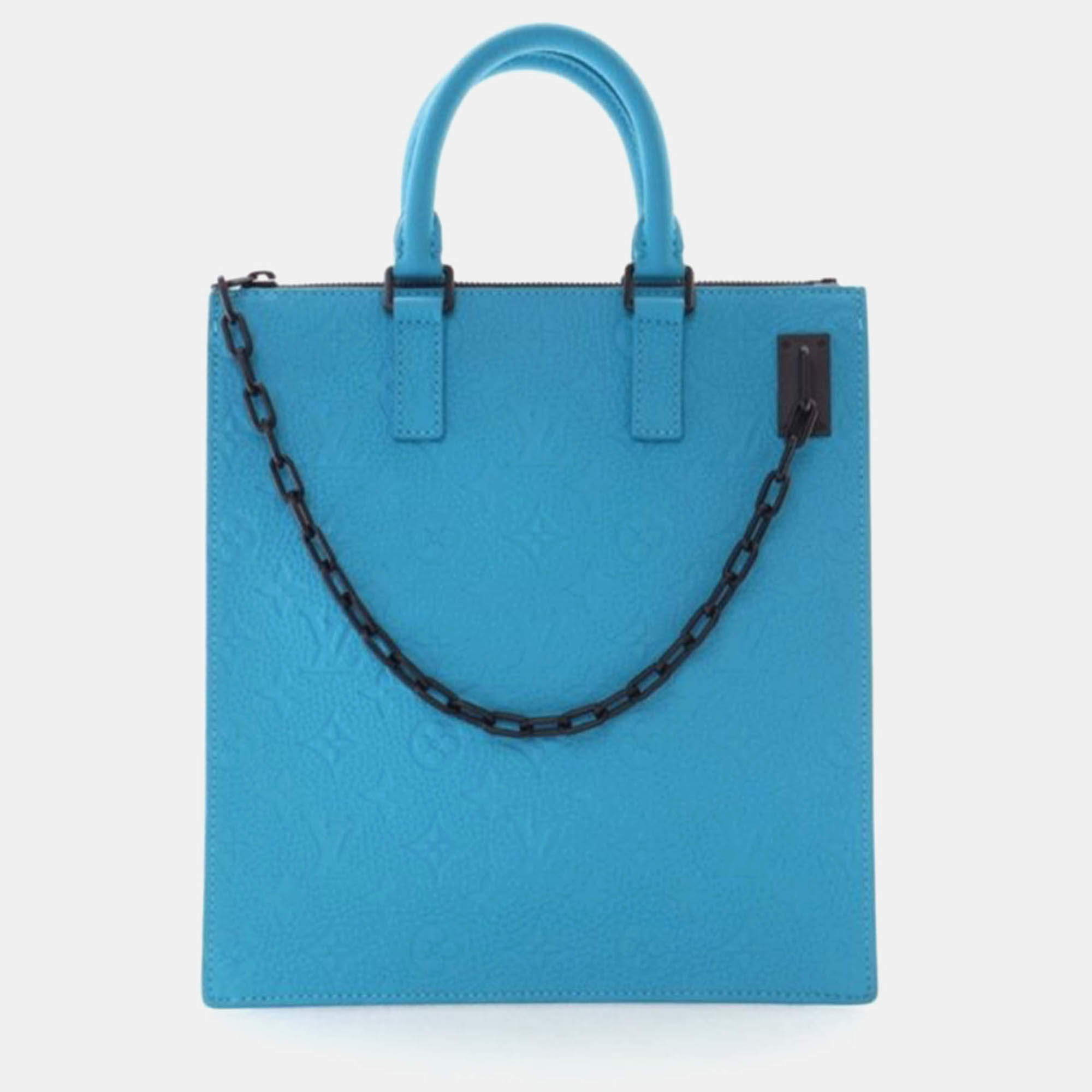 Pre Owned Louis Vuitton Sac Plat Monogram Taurillon Leather Tote Bag