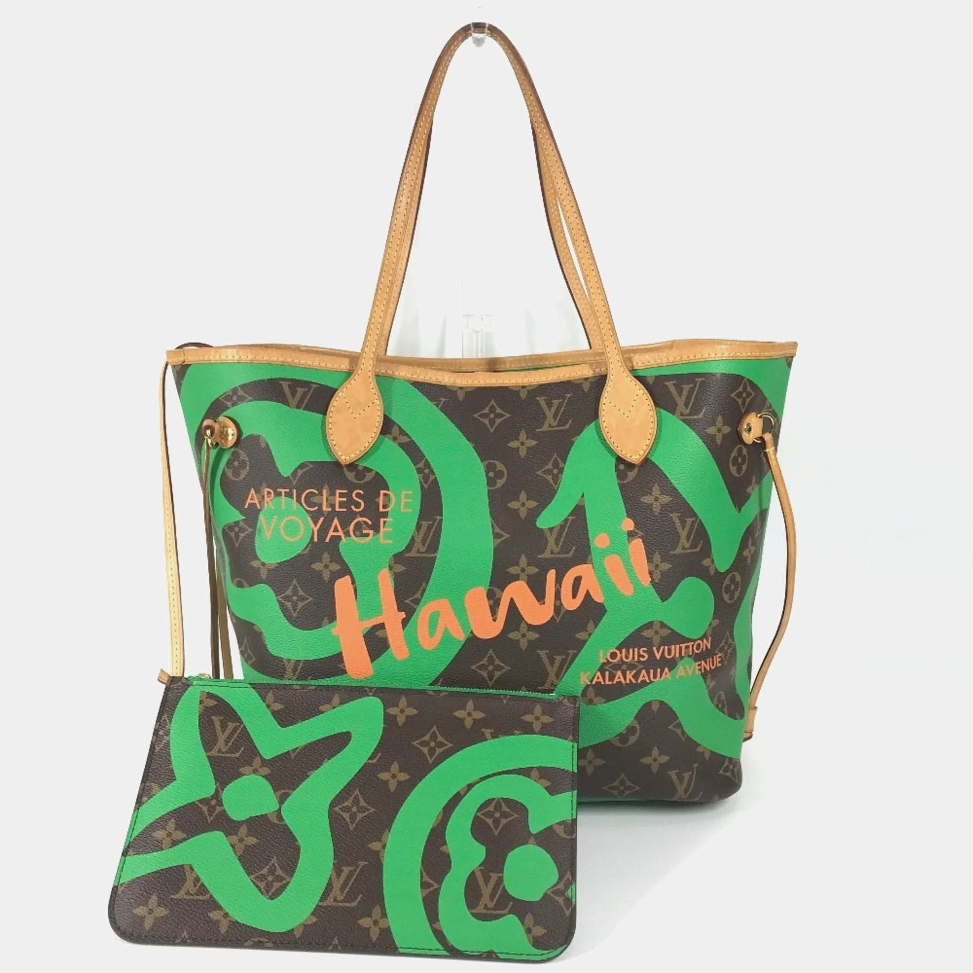 Pre Owned حقيبة توت لوي فيتون نيفرفل مونوغرام هاواي إصدار محدود بحمالة كتف مع حقيبة صغيرة قماش بني