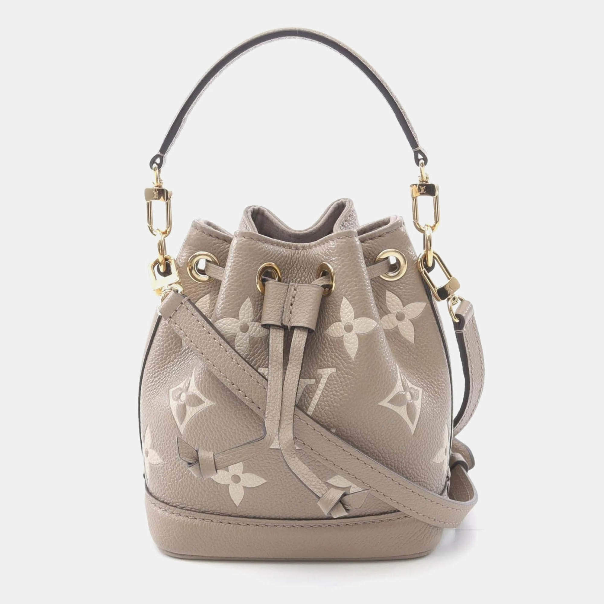 Pre Owned Louis Vuitton Nano Noe Tourterelle Crème Bicolor Monogram Empreinte Leather Handbag