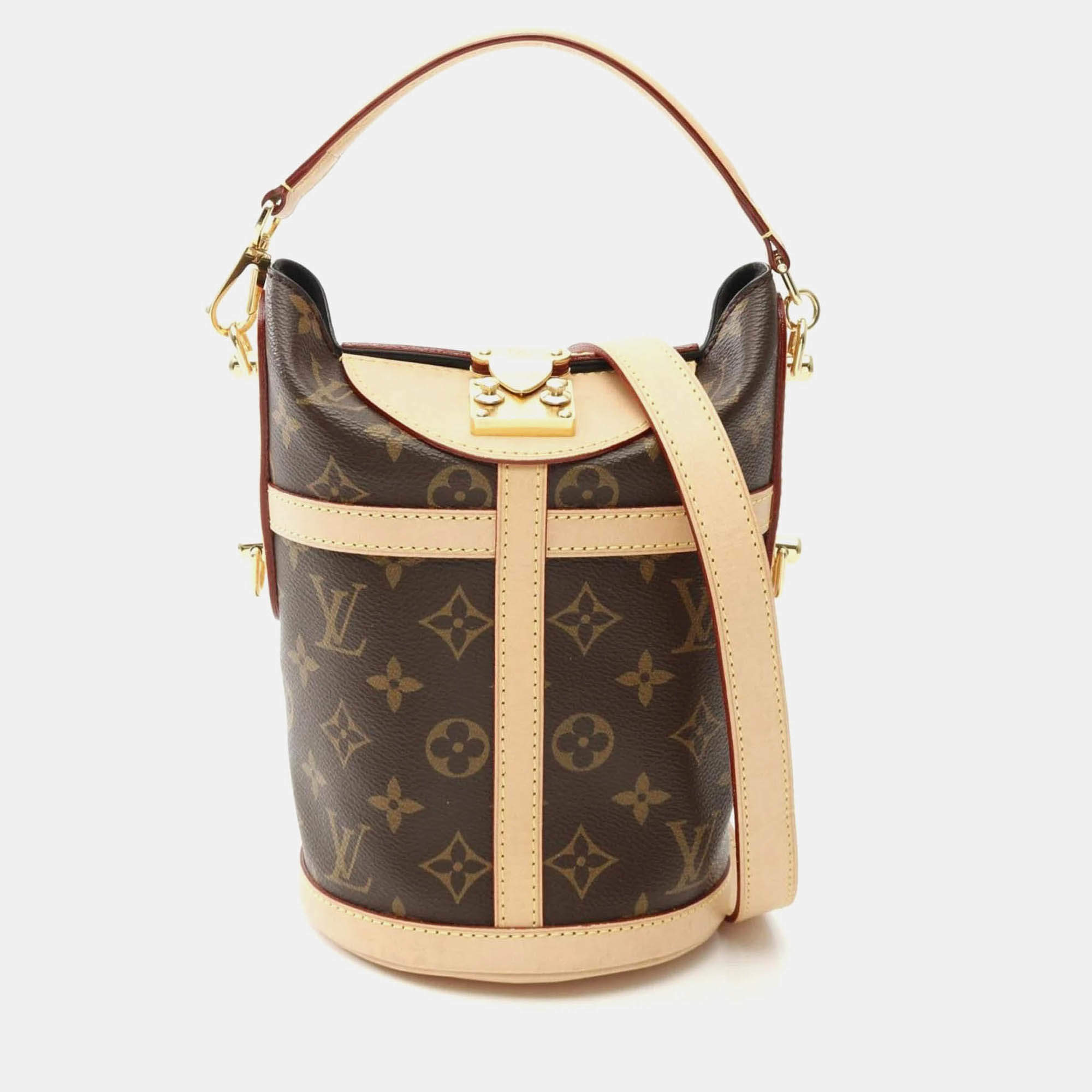 Pre Owned Louis Vuitton Duffle Brown Monogram Coated Canvas Leather Handbag