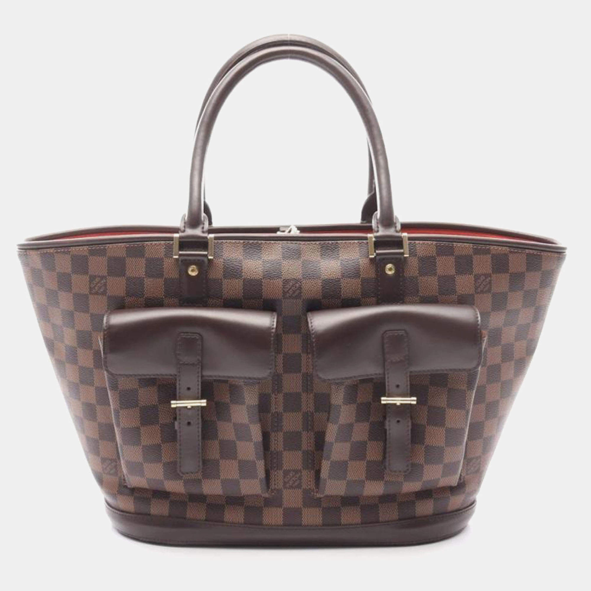 Pre Owned Louis Vuitton Manosque GM Damier Ebene Canvas Tote Bag