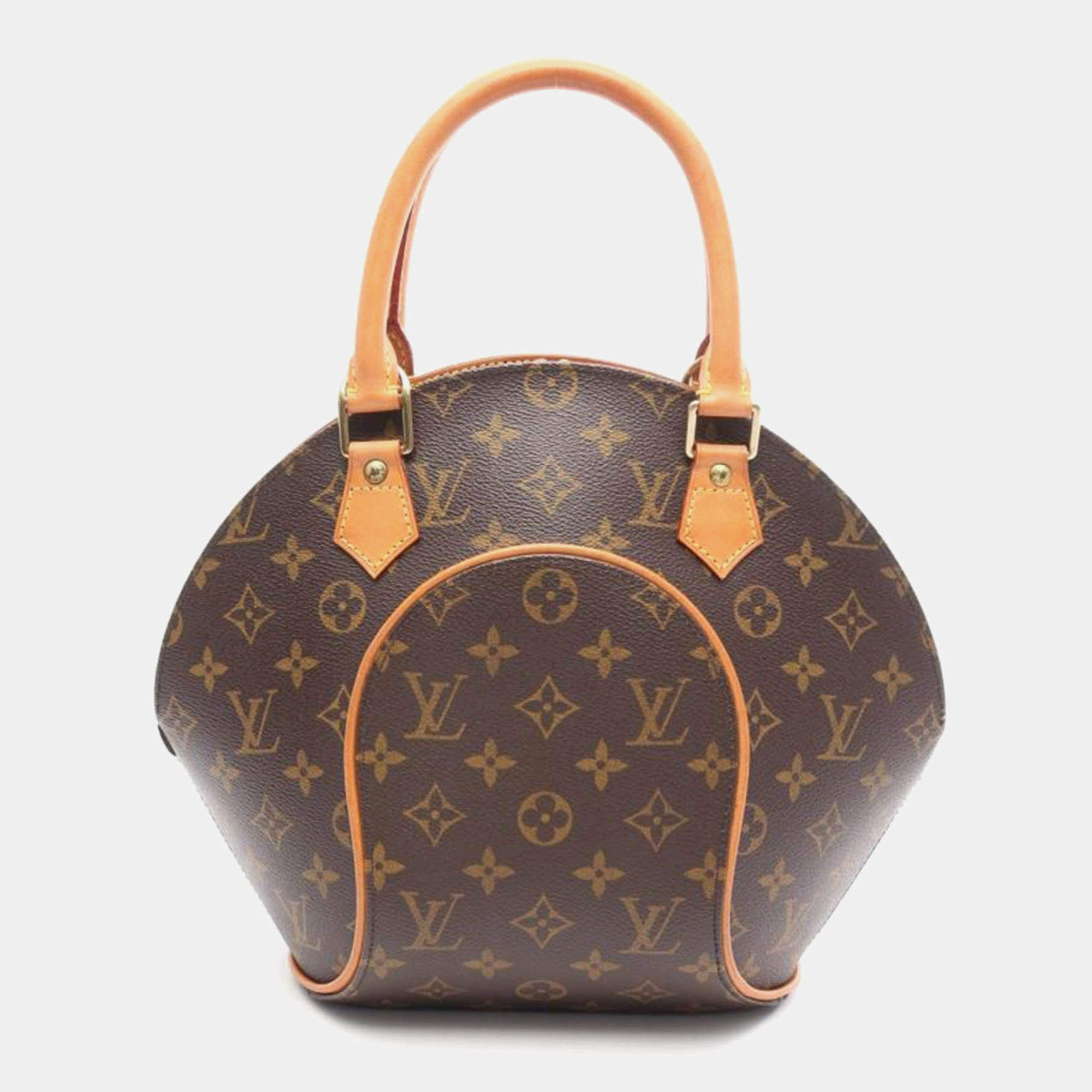 Pre Owned Louis Vuitton Ellipse PM Brown Monogram Canvas Leather Top Handle Bag