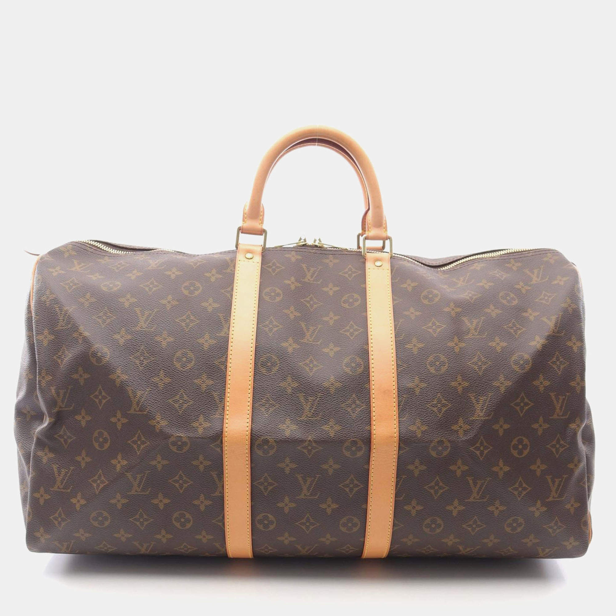 Pre Owned Louis Vuitton Keepall 55 Brown Monogram Canvas Travel Bag